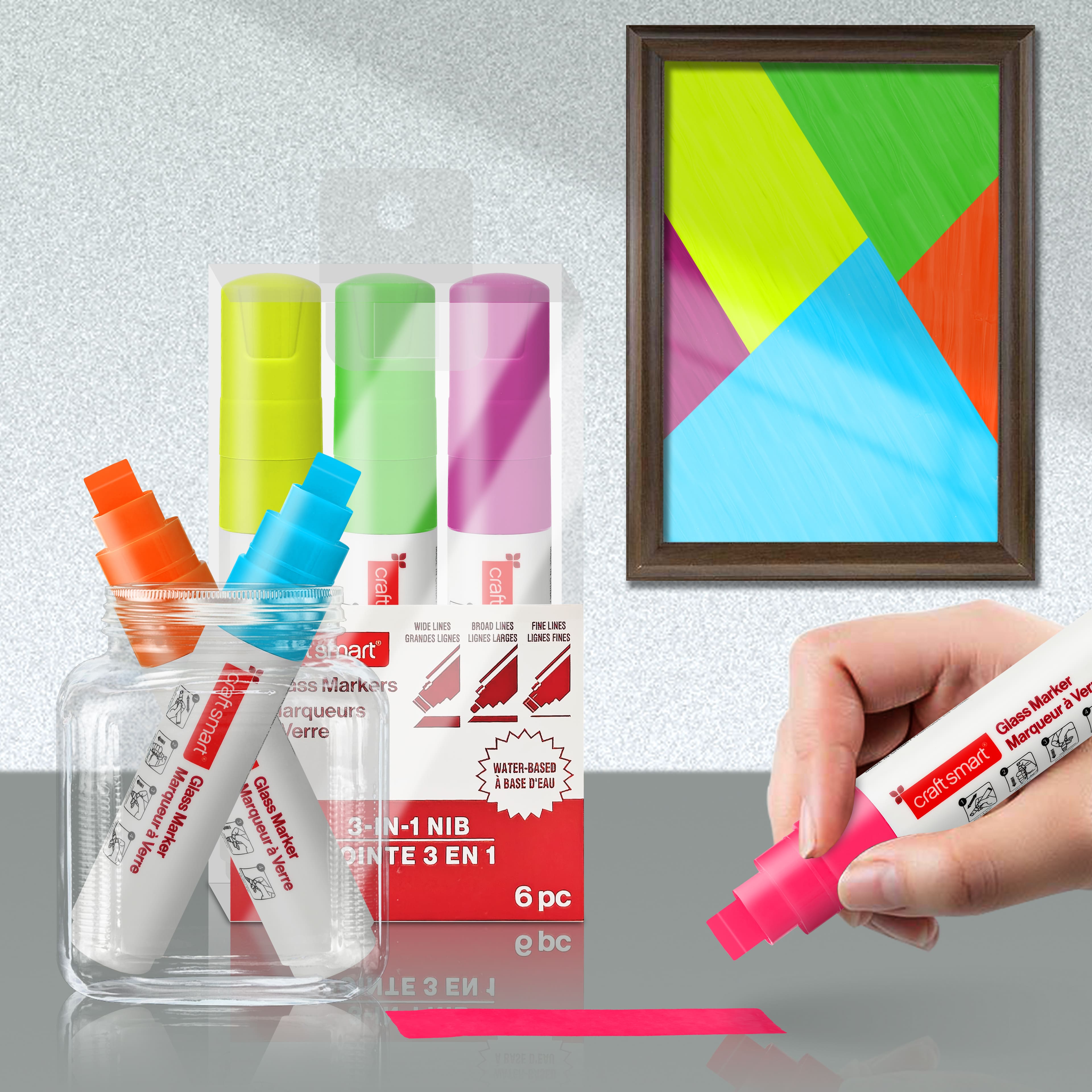 Fluorescent 3-in-1 Nib Glass Markers Set by Craft Smart&#xAE;