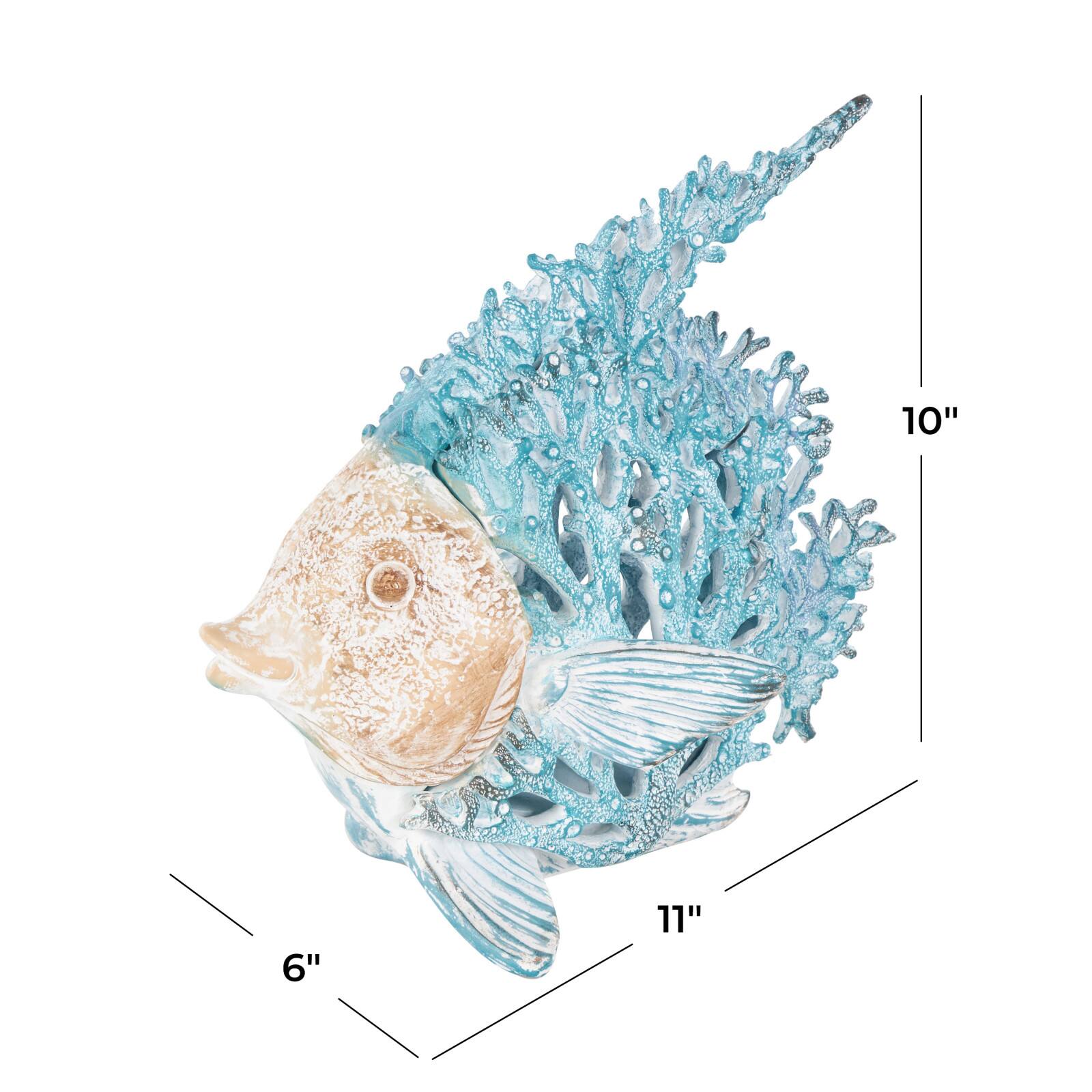 11" Textured Polystone Fish Sculpture with White Fins