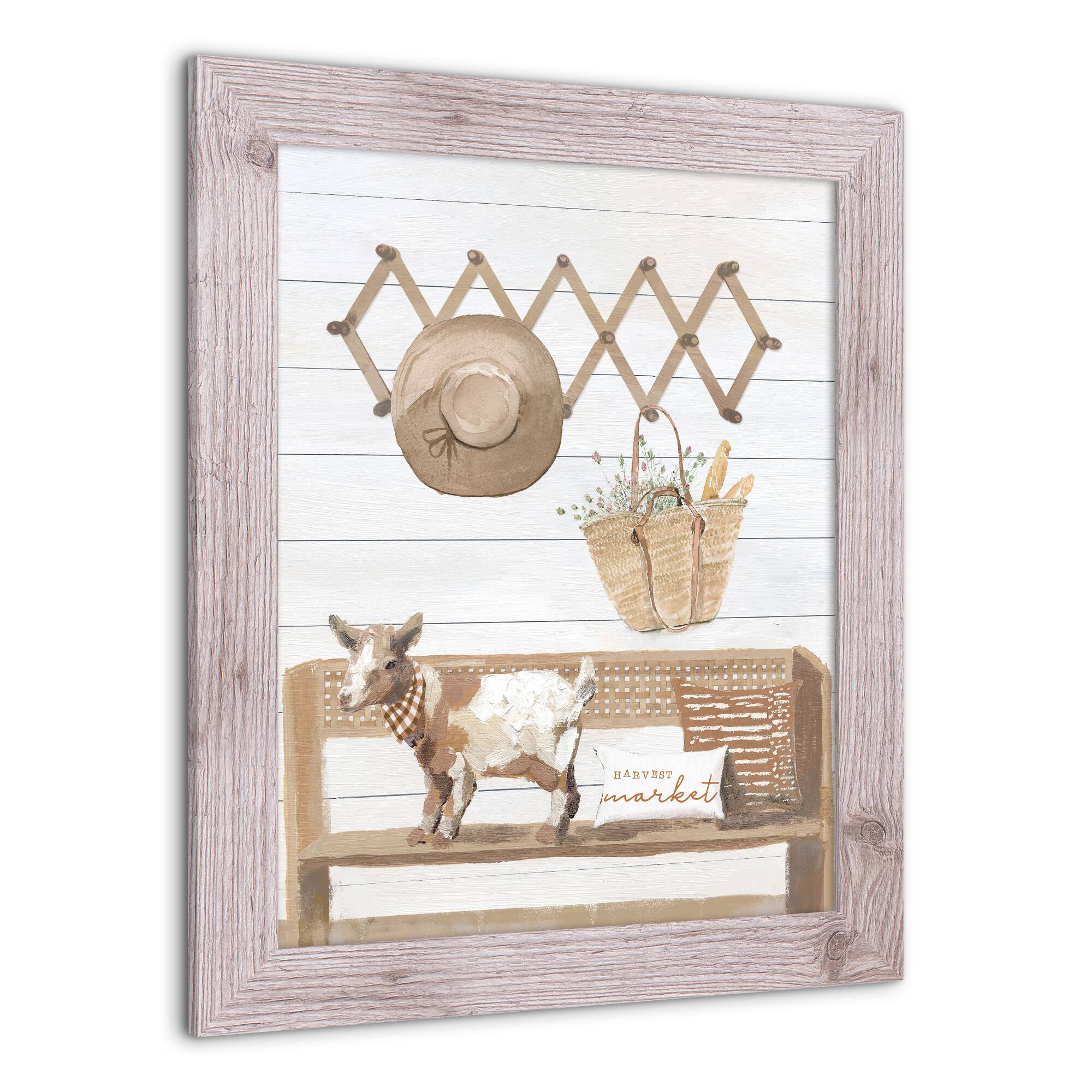Goat Harvest Bench Western Framed Print