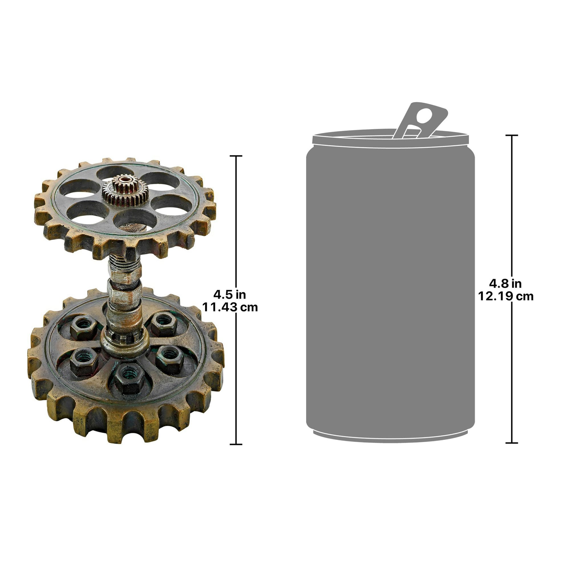 4.5&#x22; Industrial Steampunk Dual Gear Pen Holder