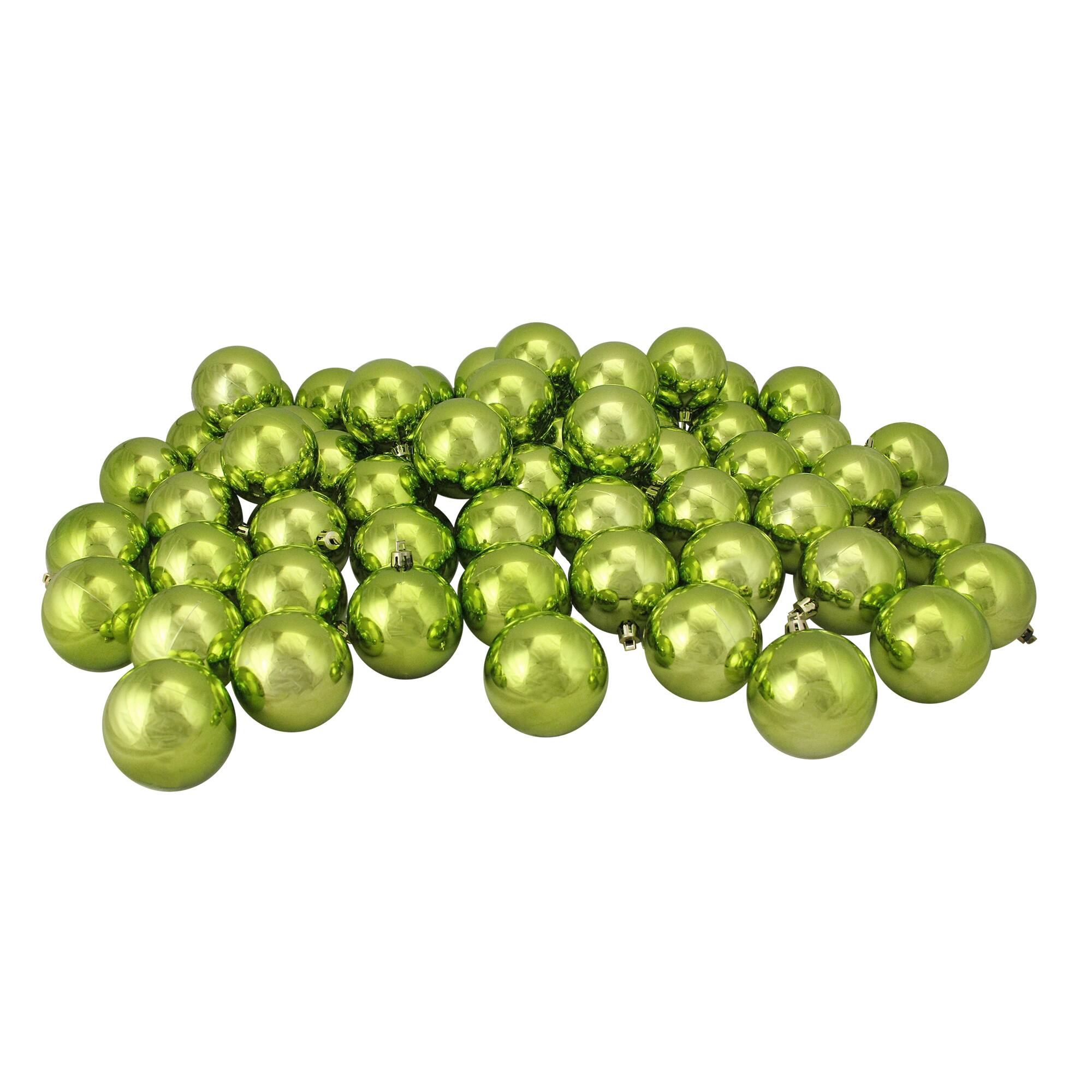 60ct Shiny Green Kiwi Shatterproof Ball Ornaments