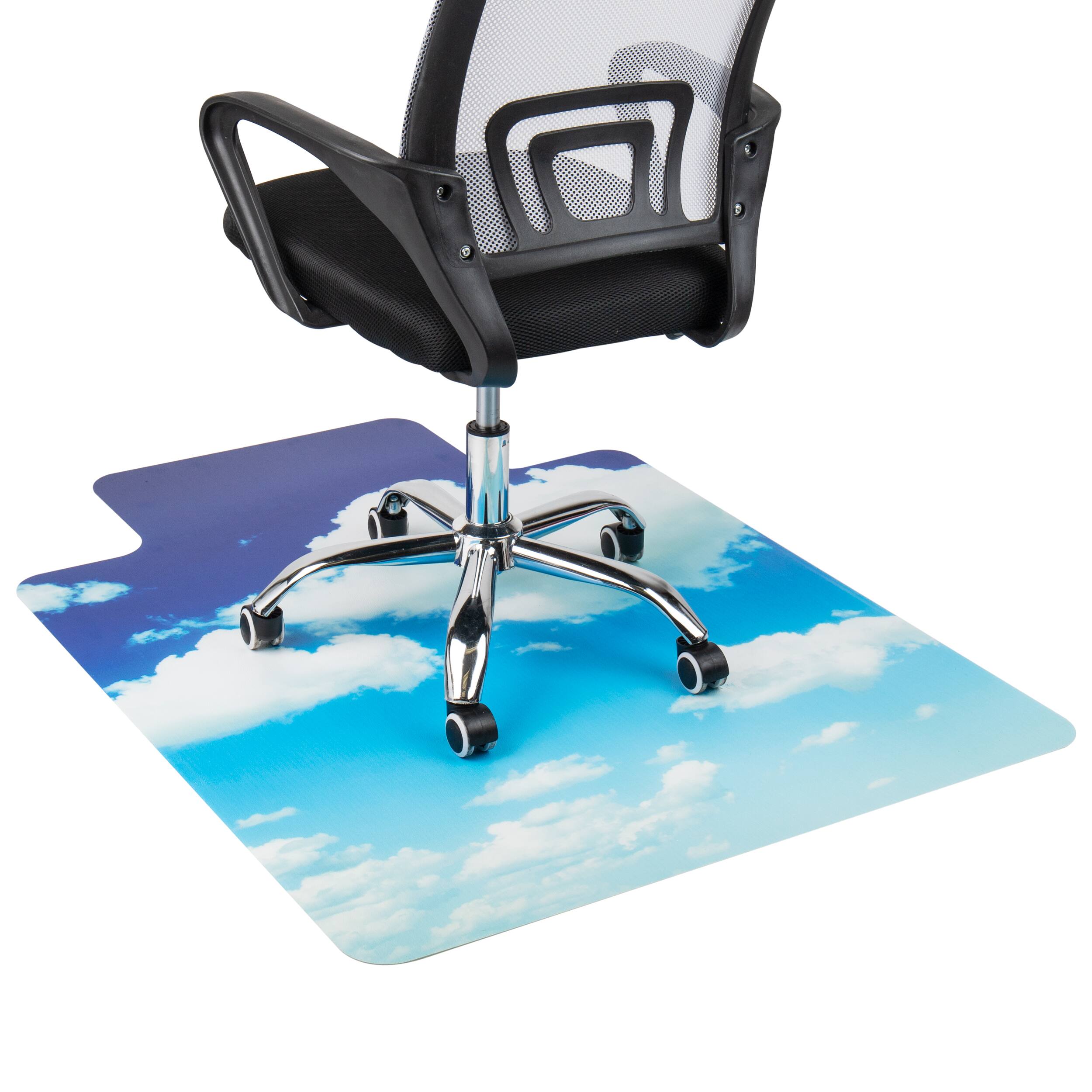 Mind Reader 9-to-5 Collection Blue Head in the Clouds Art Office Chair Mat with Lip