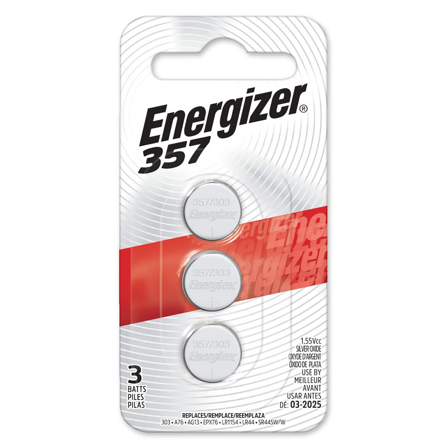 Energizer® 357 1.55V Silver Oxide Batteries, 3ct.