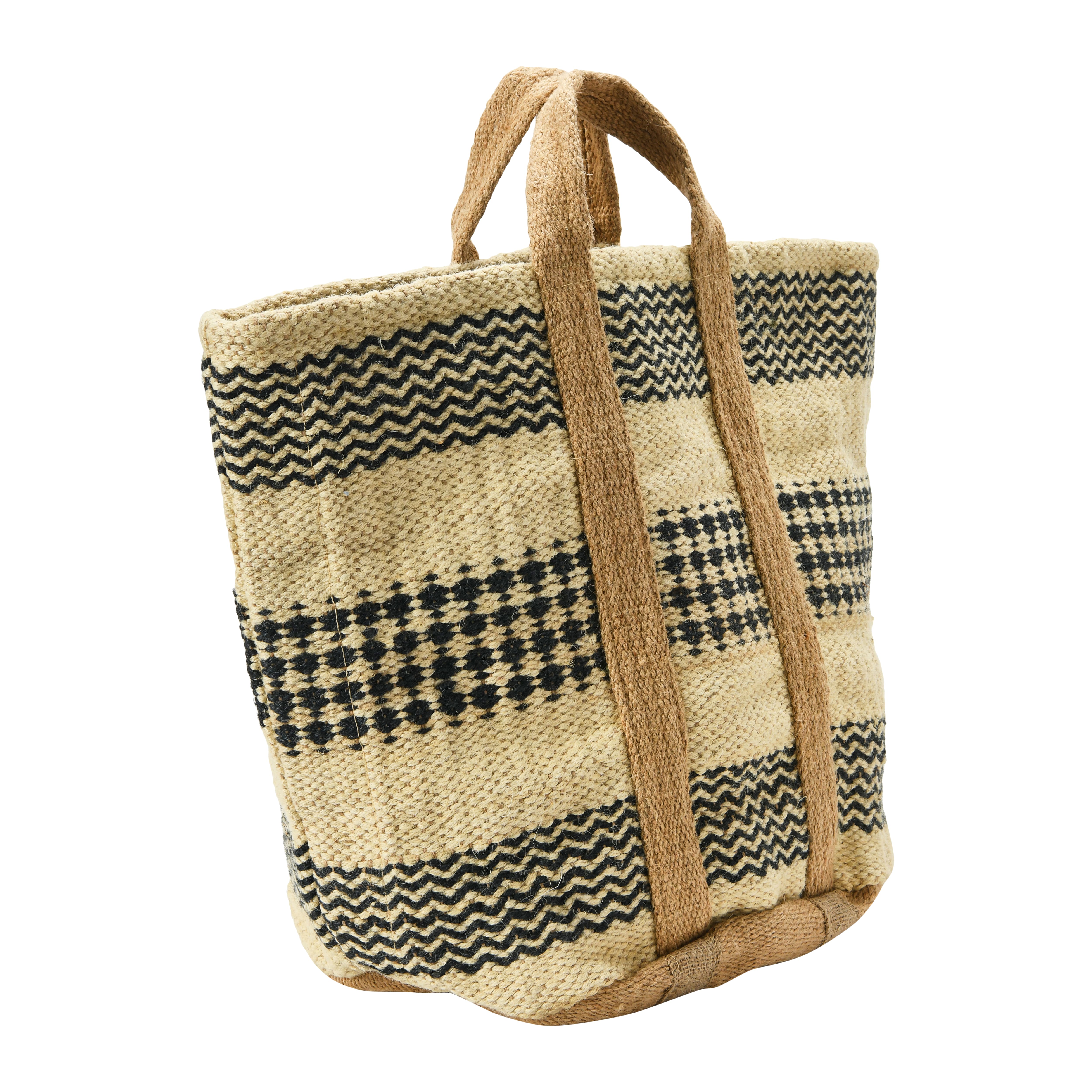 Hello Honey® 24" Modern Boho Woven Jute Bag with Waterproof Liner and Contemporary Pattern