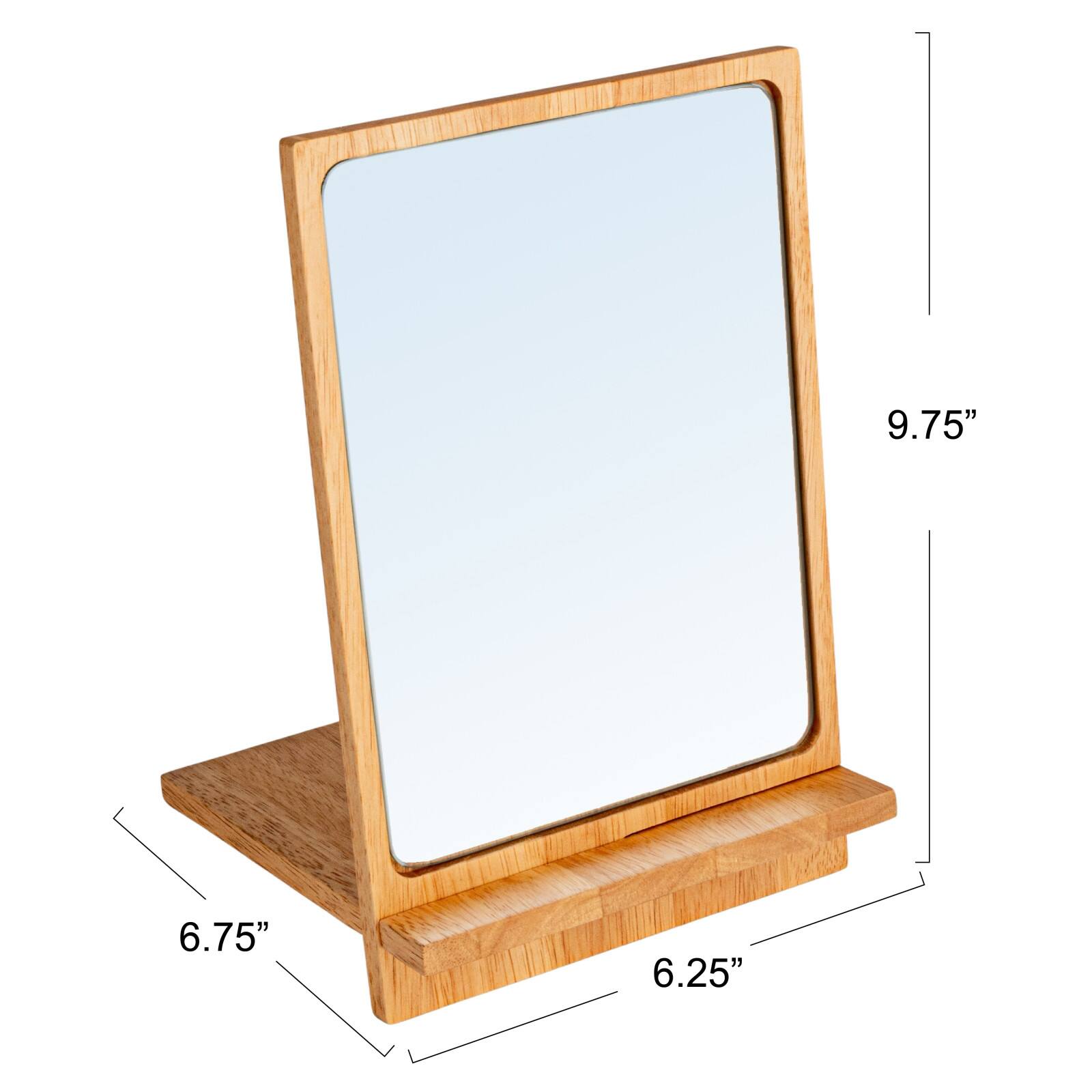 Hello Honey&#xAE; 9.75&#x22; Natural Rubberwood Reflections Desk Mirror