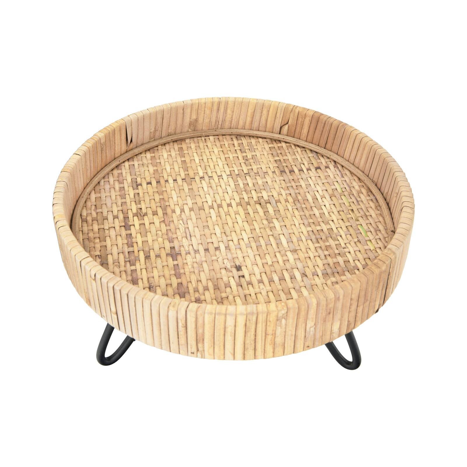 Hello Honey&#xAE; 9.5&#x22; Decorative Woven Rattan Pedestal with Metal Feet