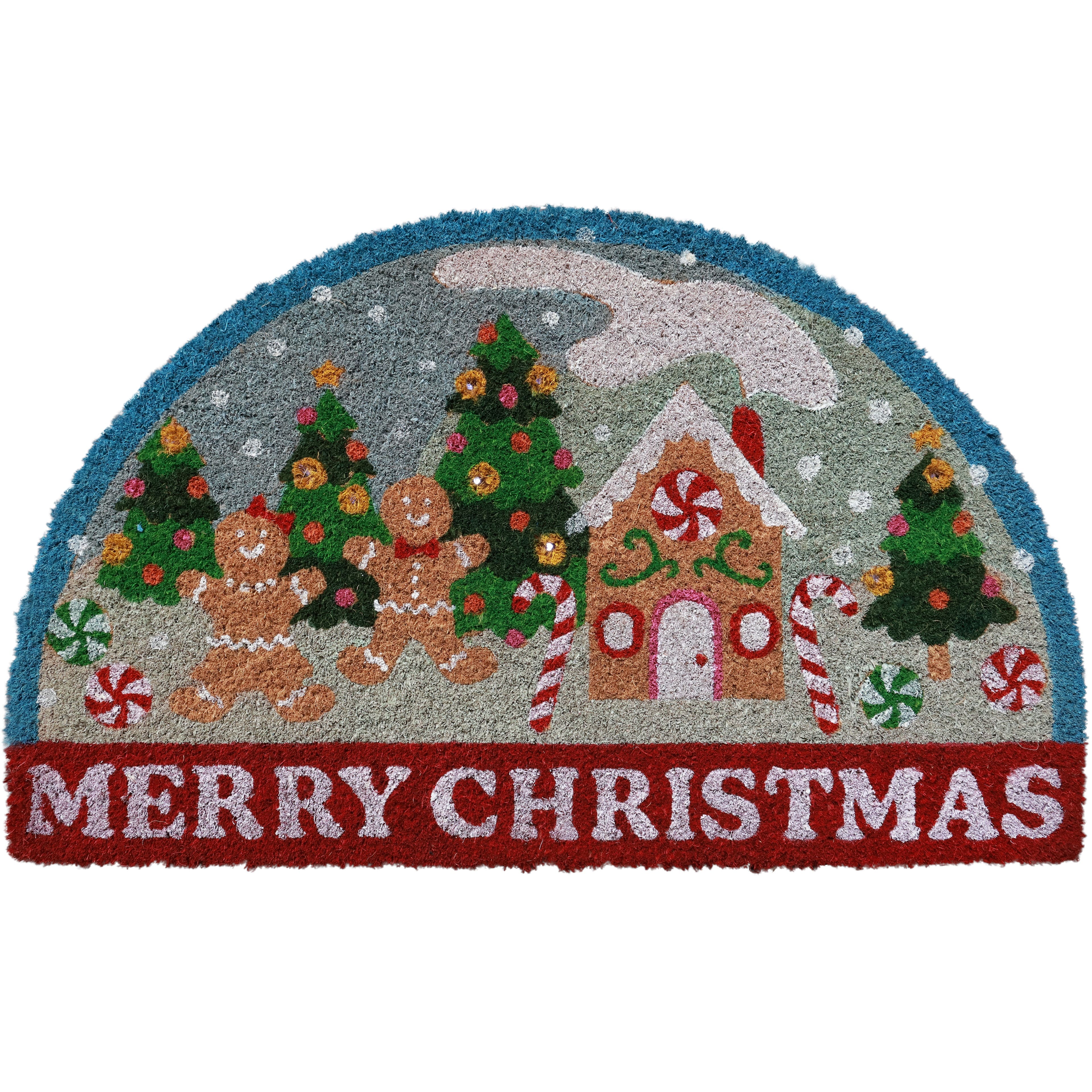 Merry Christmas Gingerbread Water Globe Light Up Doormat by