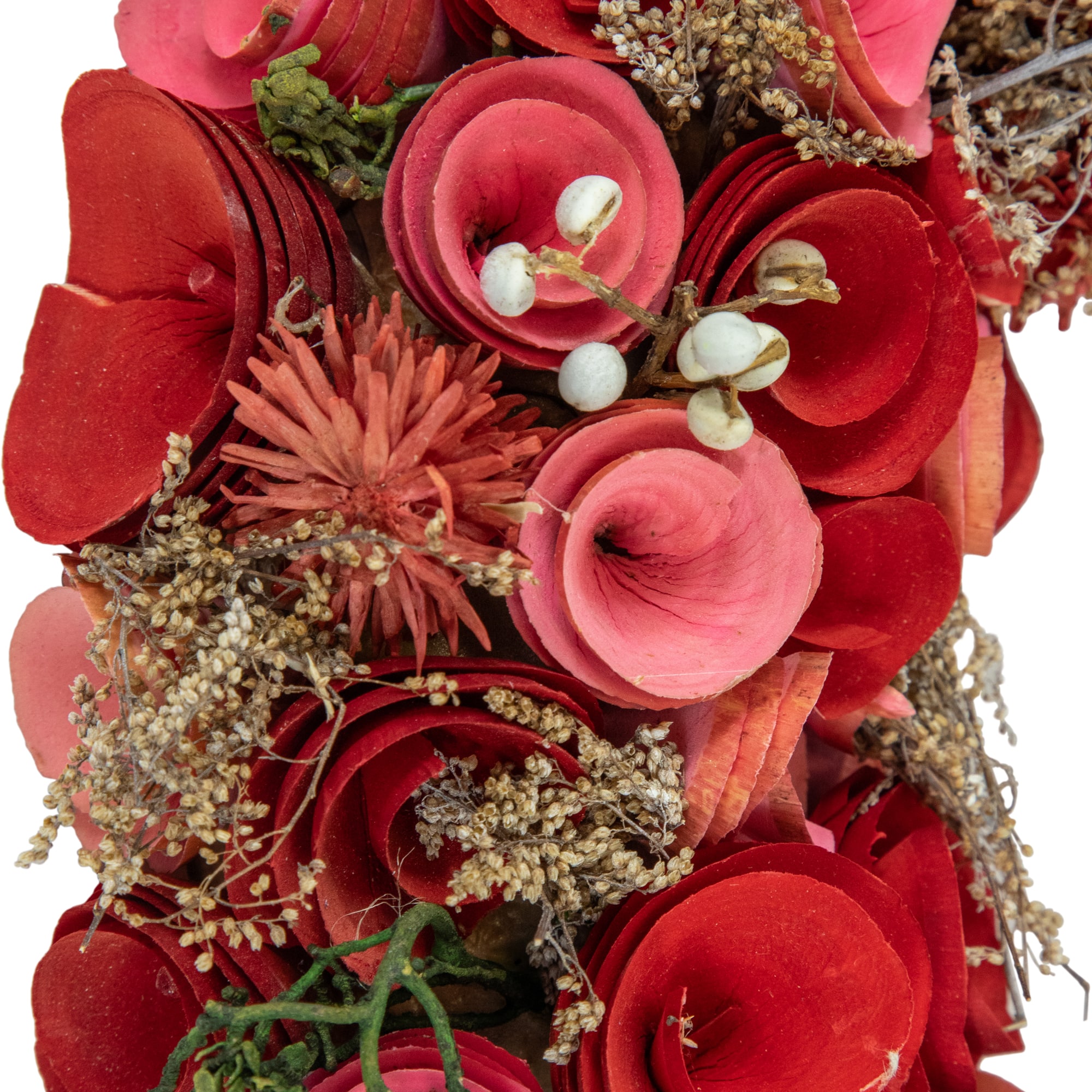 12" Pink & Red Flowers with White Berries & Twig Spring Wreath