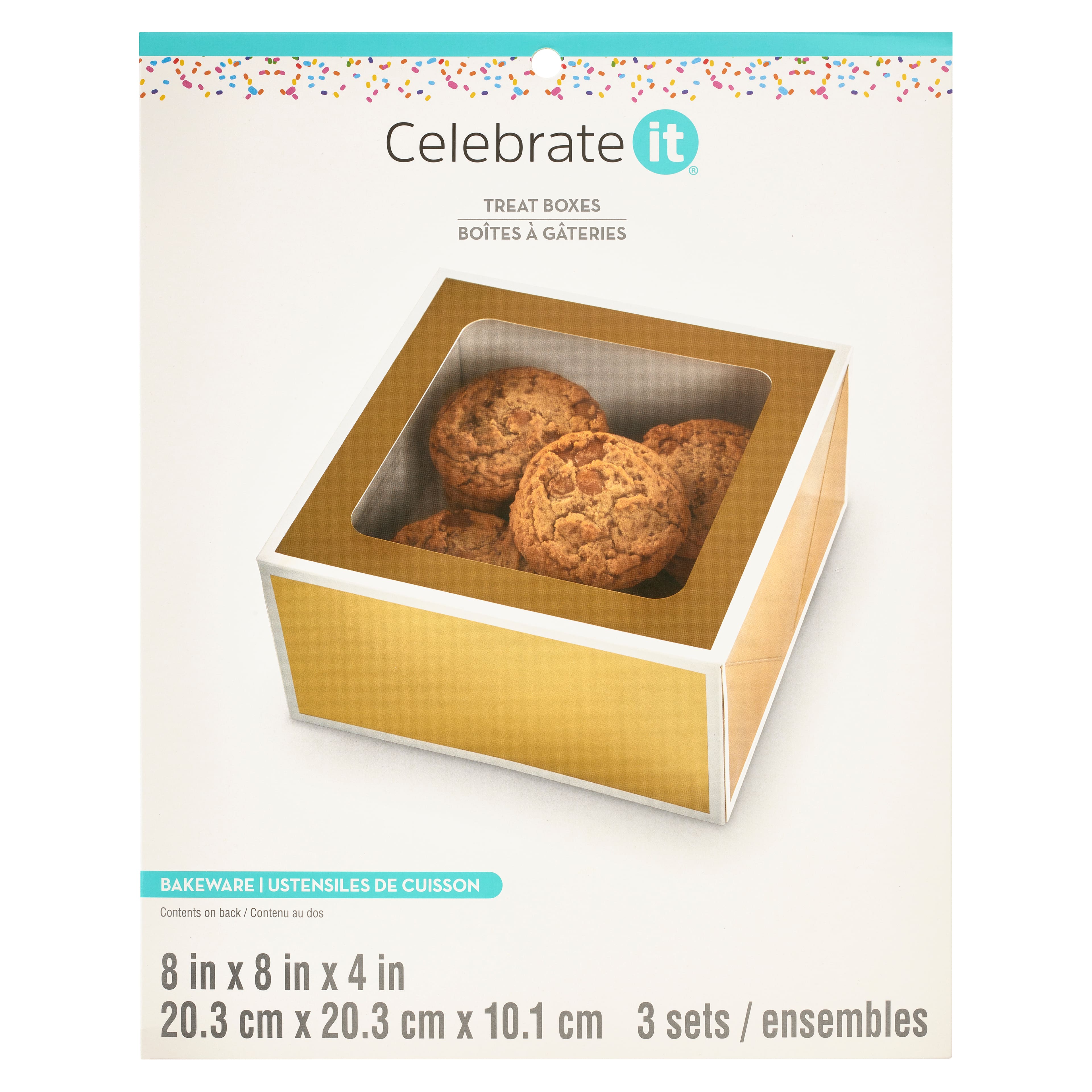 6 Packs: 3 ct. (18 total) Gold Treat Boxes with White Trim by Celebrate It®