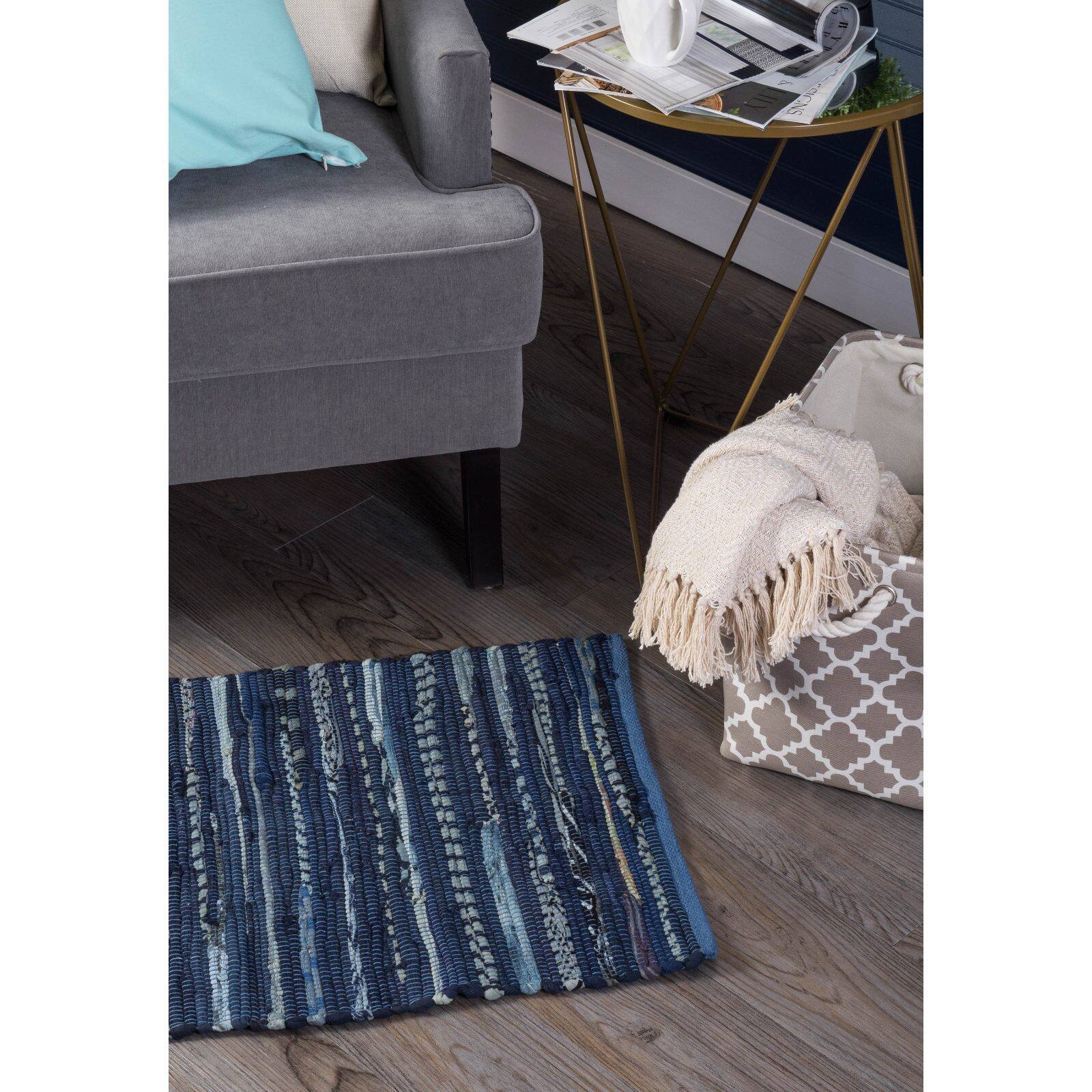 DII&#xAE; Multi Nautical Blue Rag Rug, 20&#x22; x 31.5&#x22;