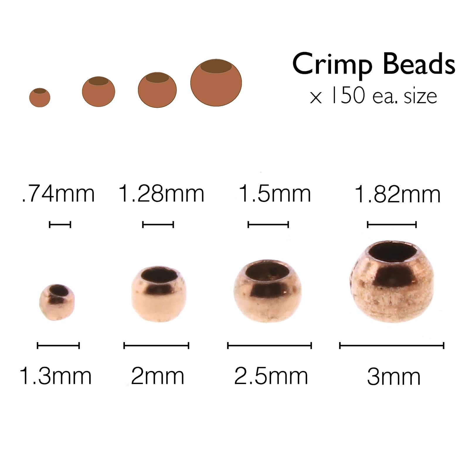 The Beadsmith&#xAE; Assorted Copper Plated Crimp Beads, 600ct.