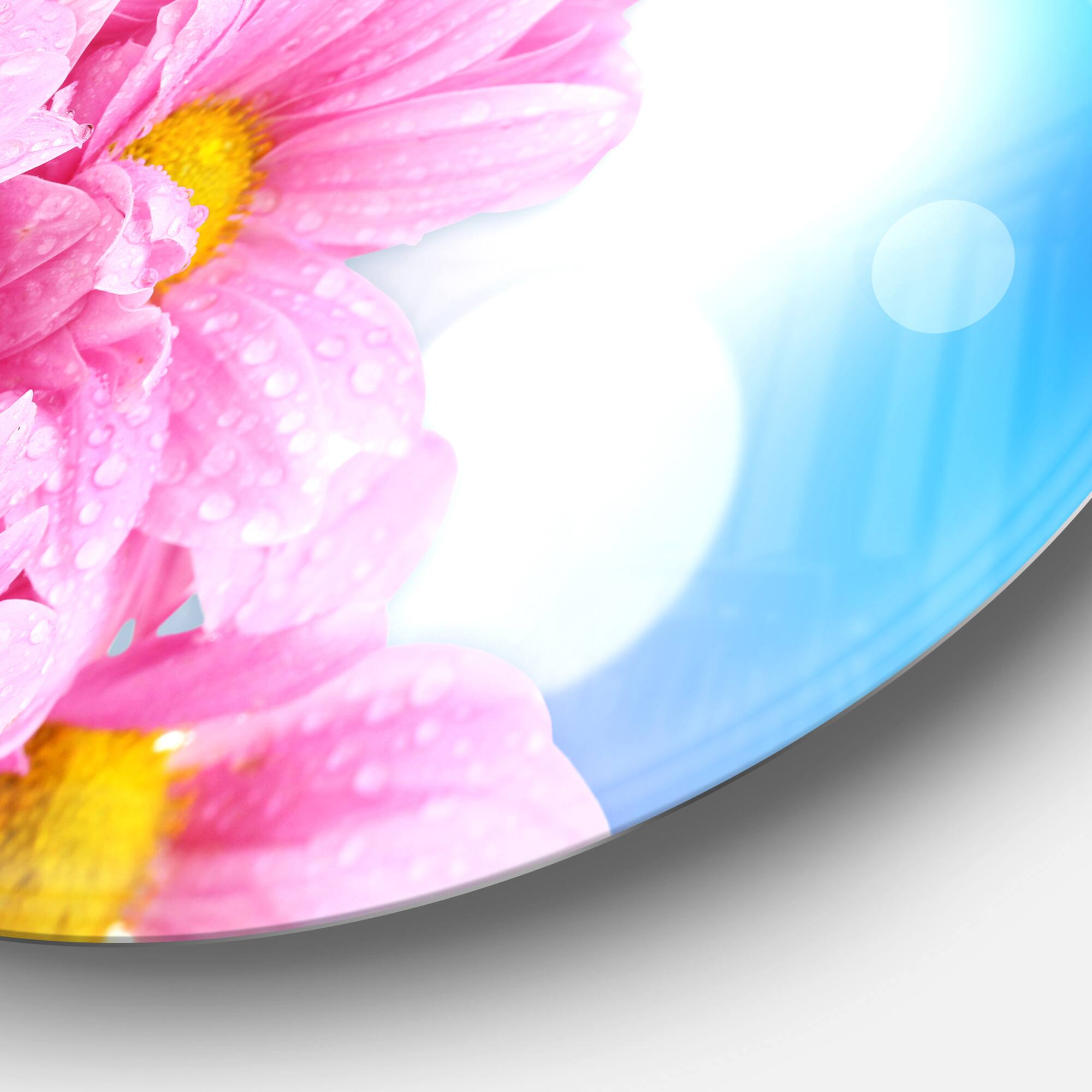 Designart - Beautiful Pink Flower Bouquet' Disc Large Floral Metal Artwork