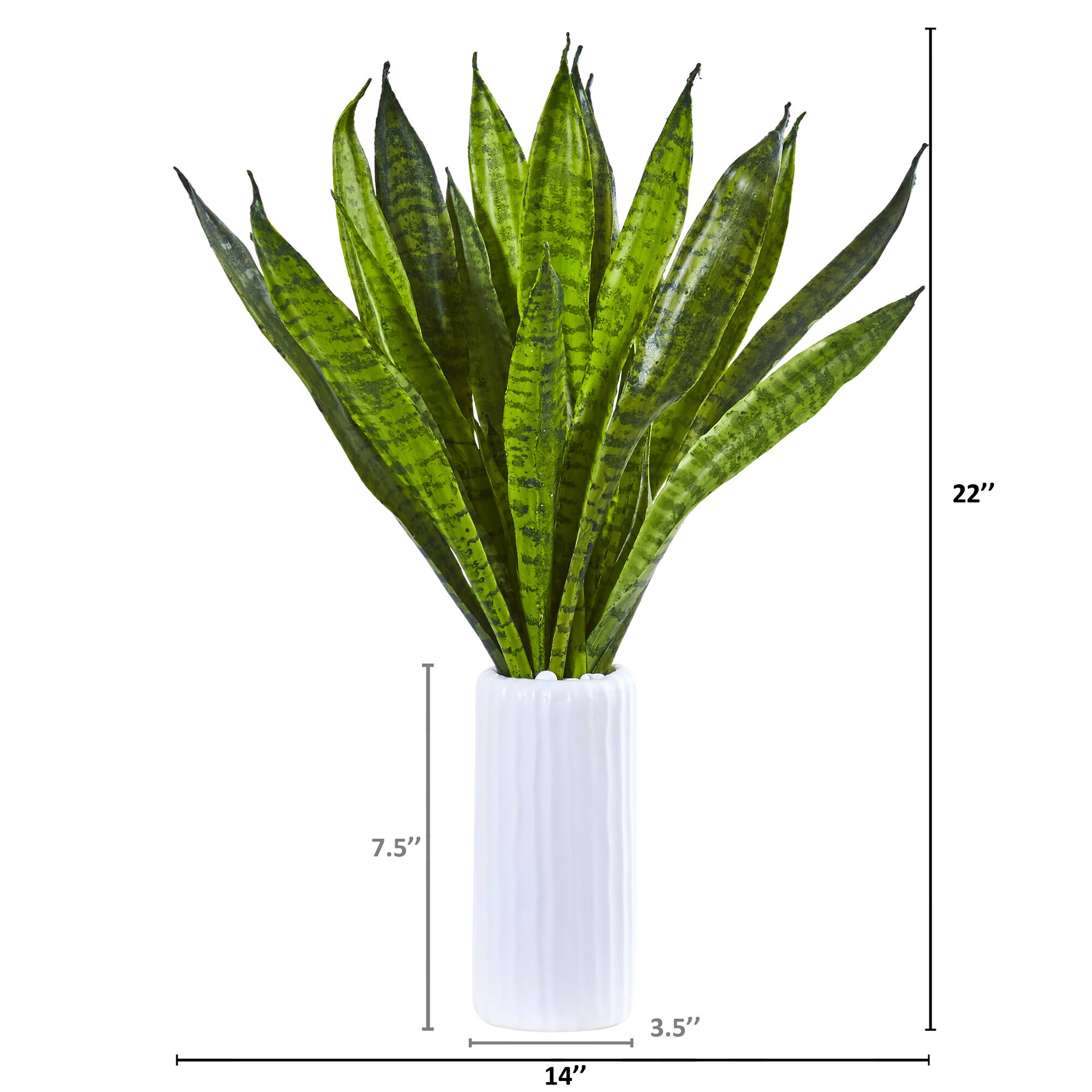 22" Sansevieria Artificial Plant in White Vase