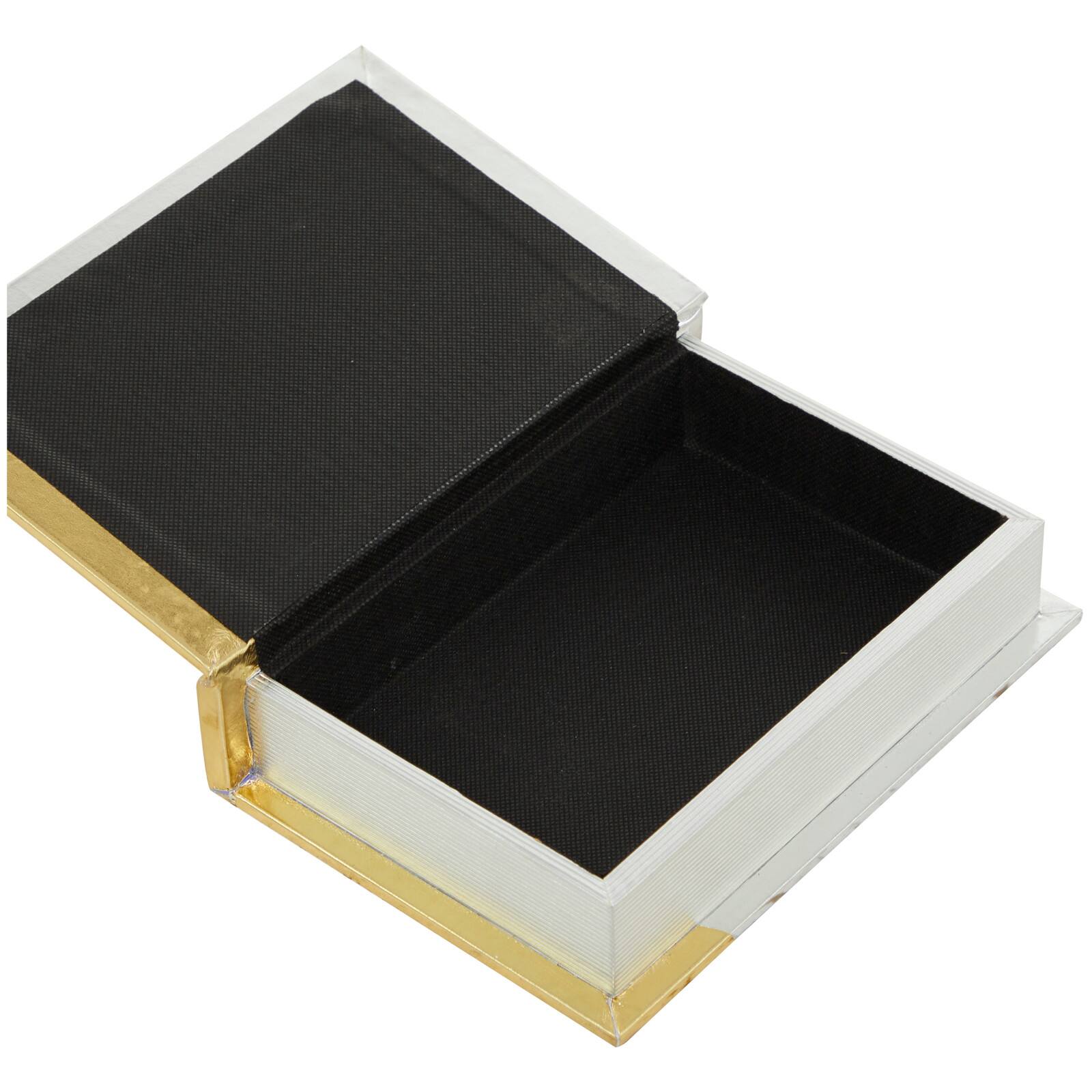 CosmoLiving by Cosmopolitan Silver Faux Leather Faux Book Box with Metallic Finish Set