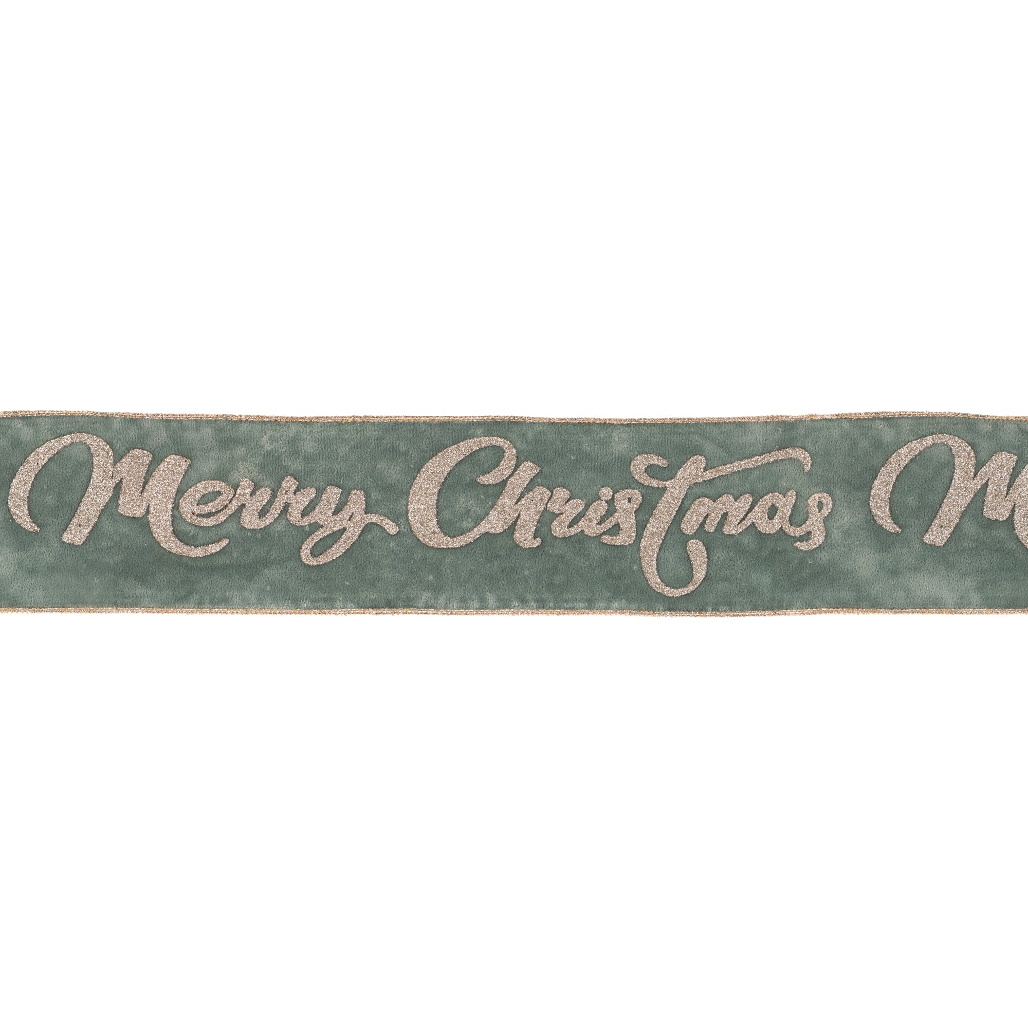 4" x 5yd. Glittered Merry Christmas Wired Ribbon