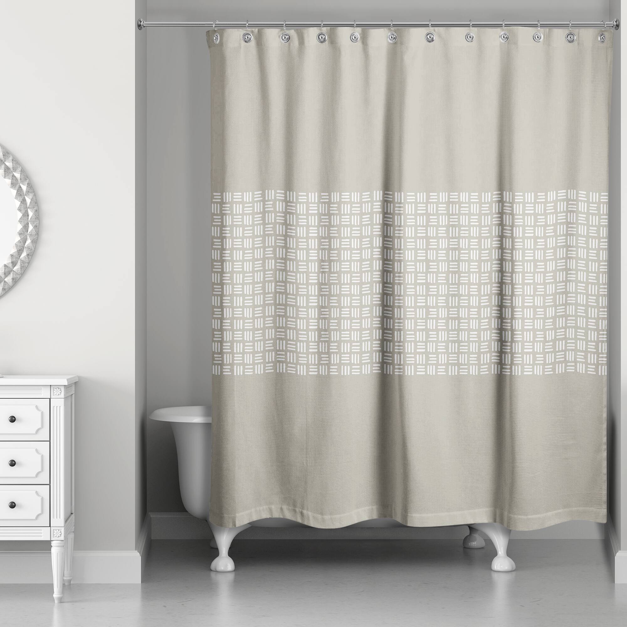 Gray Wicker Pattern 71" x 74" Shower Curtain