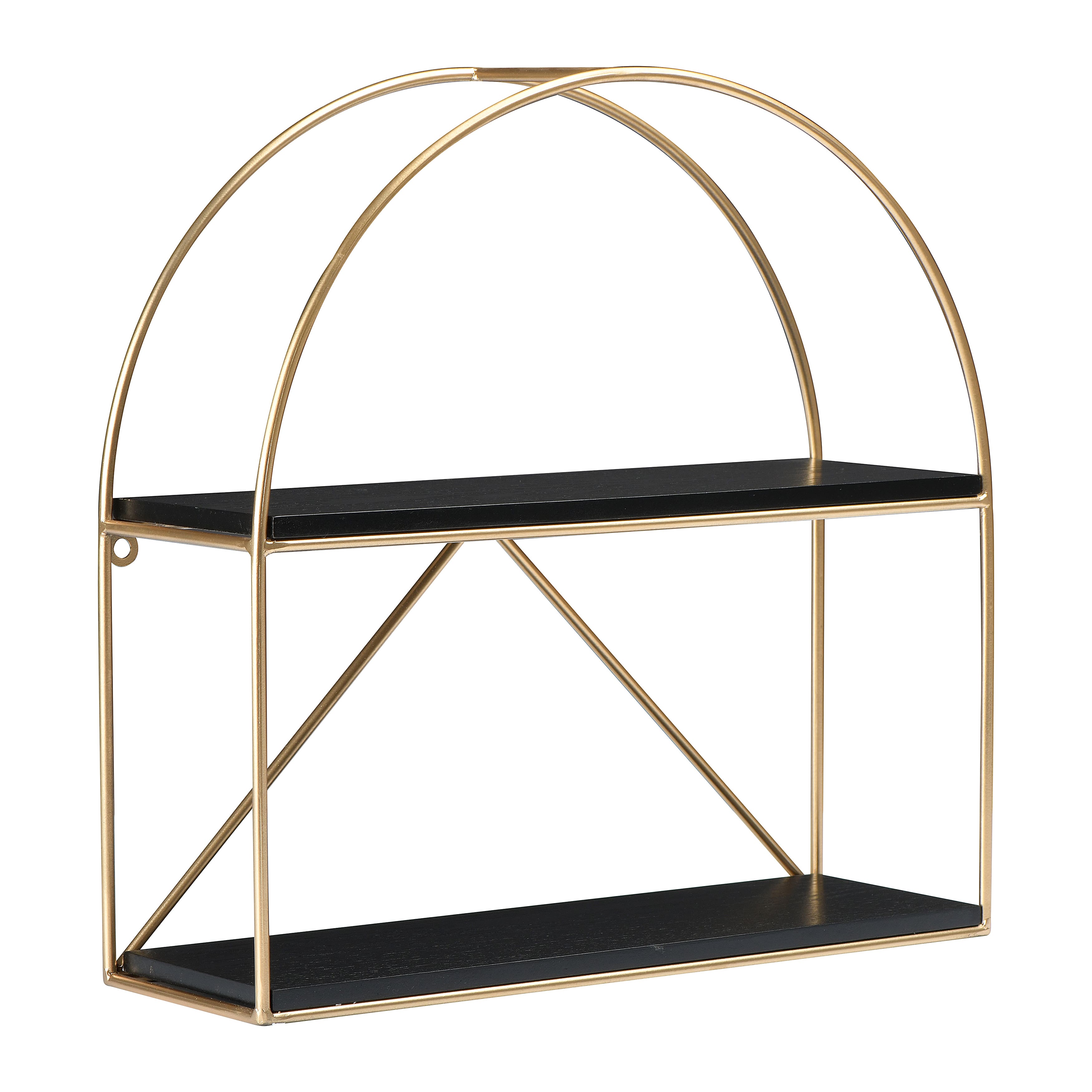 Hello Honey® Wood & Metal Gold Crescent Wall Shelf