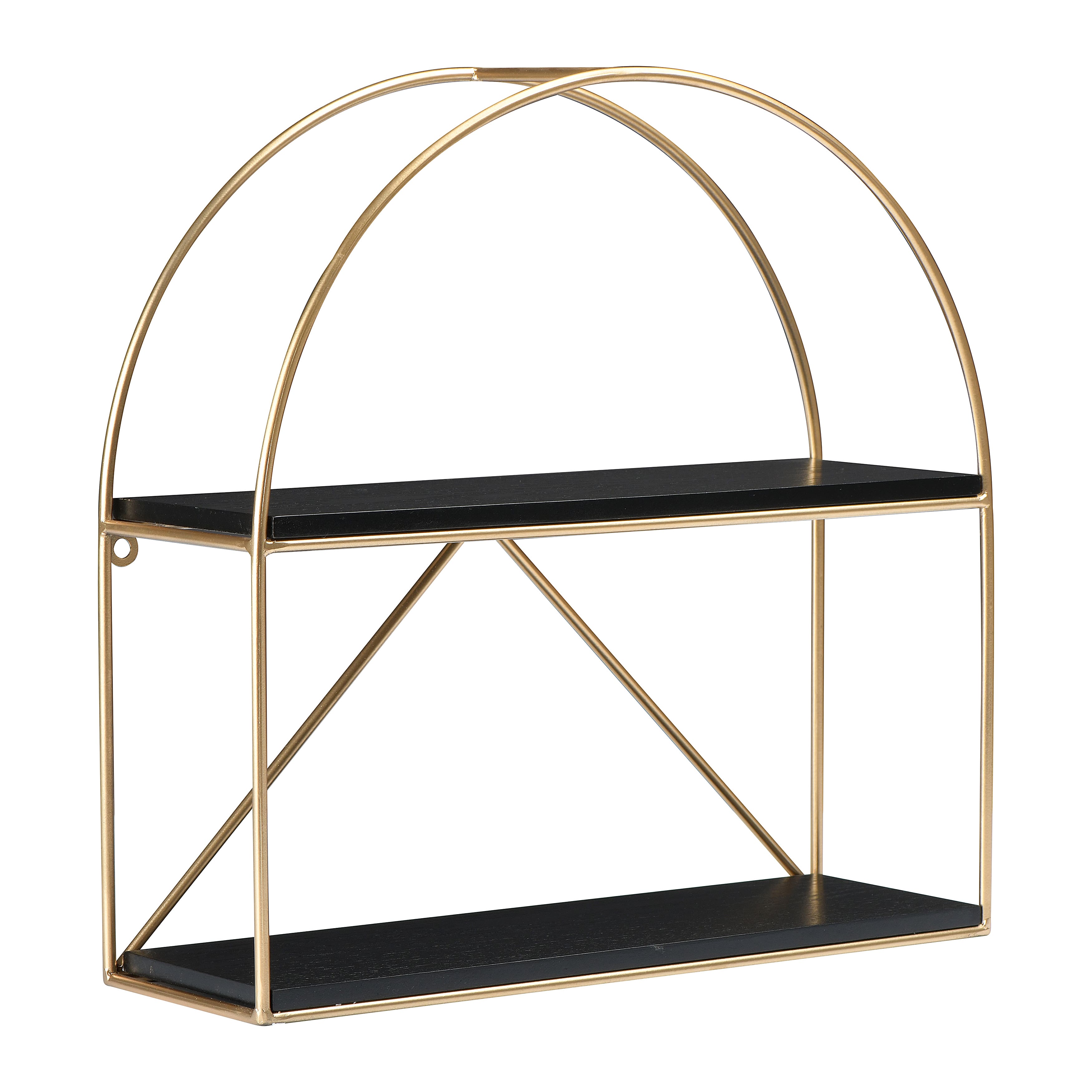 Wood &#x26; Metal Gold Crescent Wall Shelf