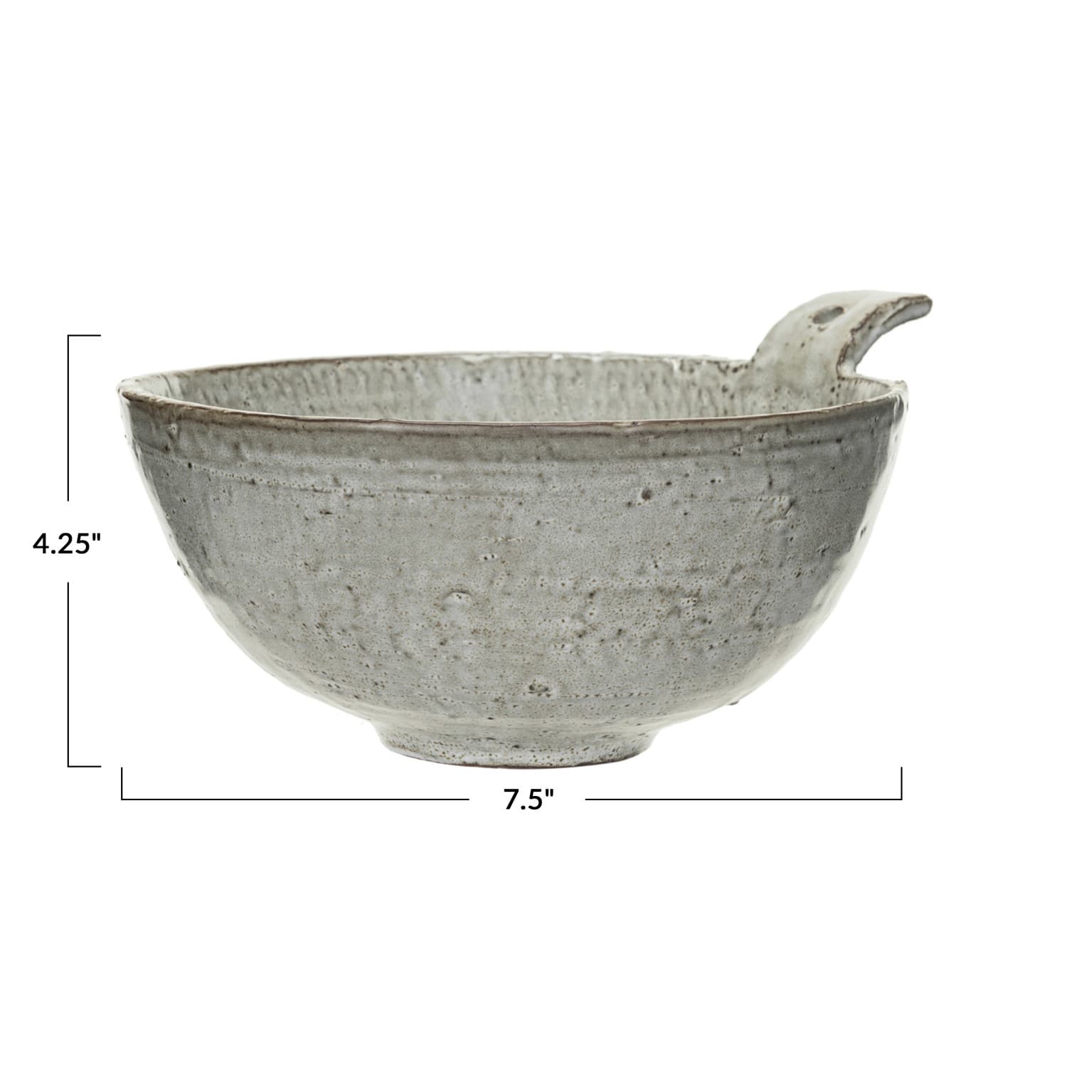 Hello Honey® 7.5" Cream Large Stoneware Bowl with Handle