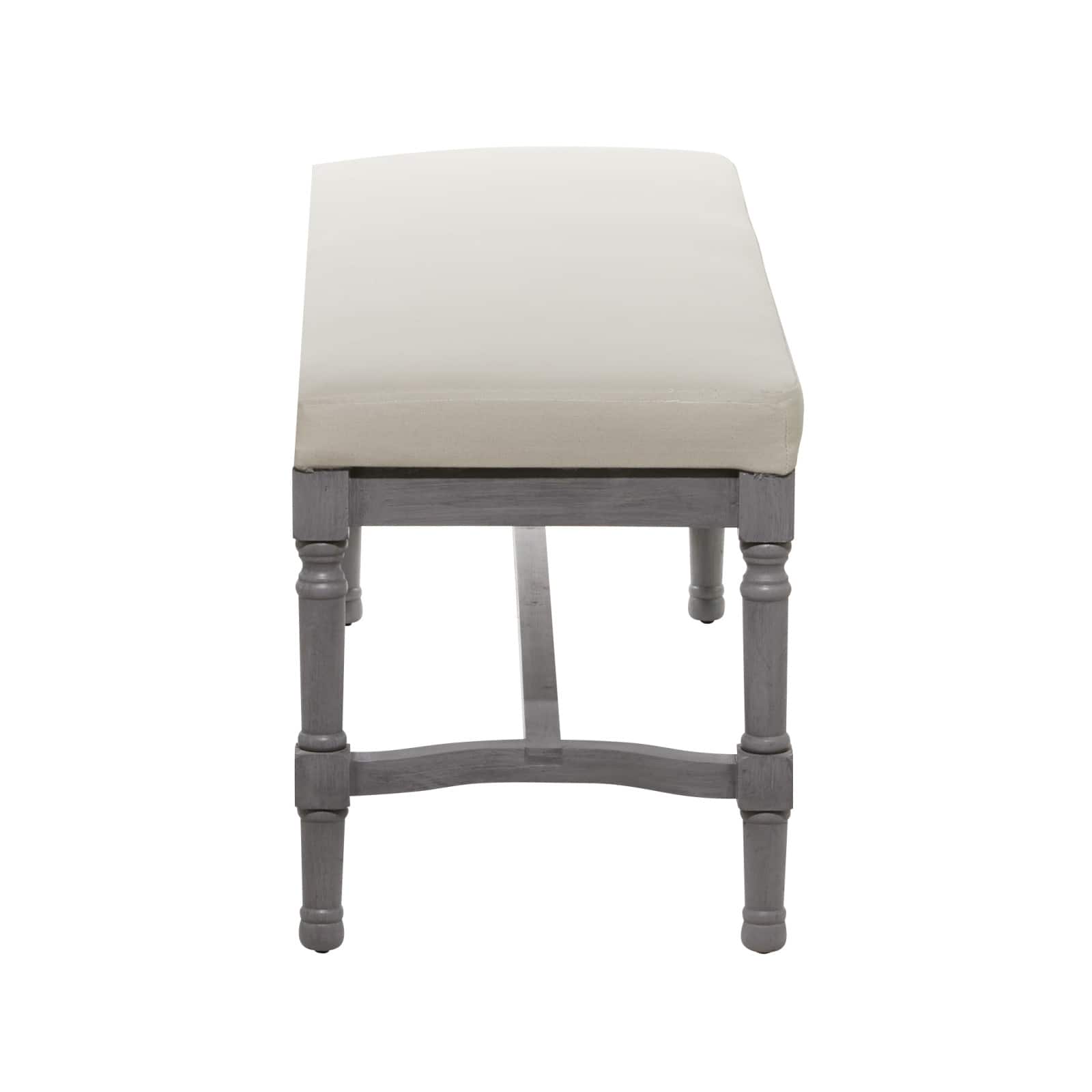Grey Wood & Linen Traditional Bench