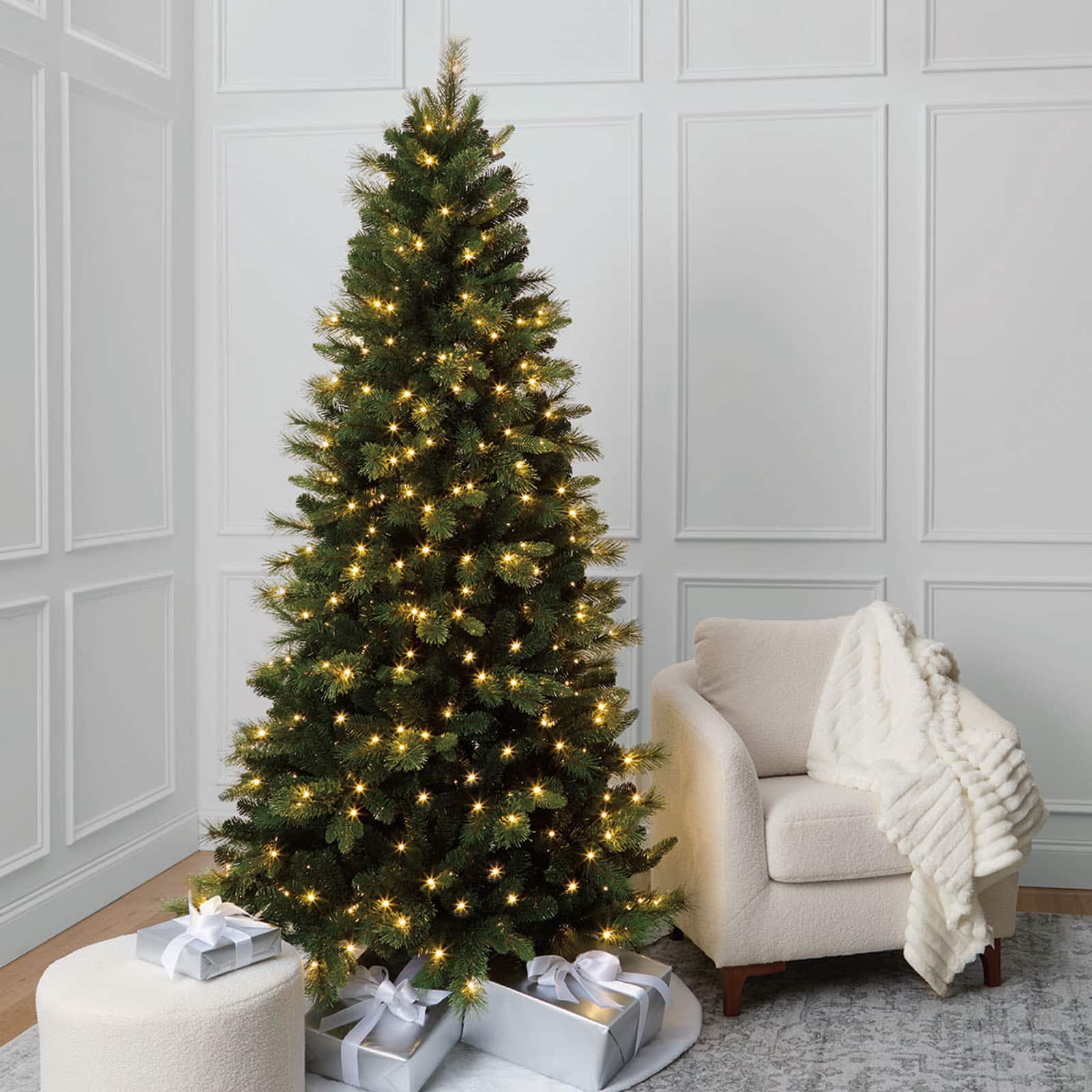 7ft. Pre-Lit Gilded Spruce Artificial Christmas Tree, Warm White LED Lights by Ashland&#xAE;