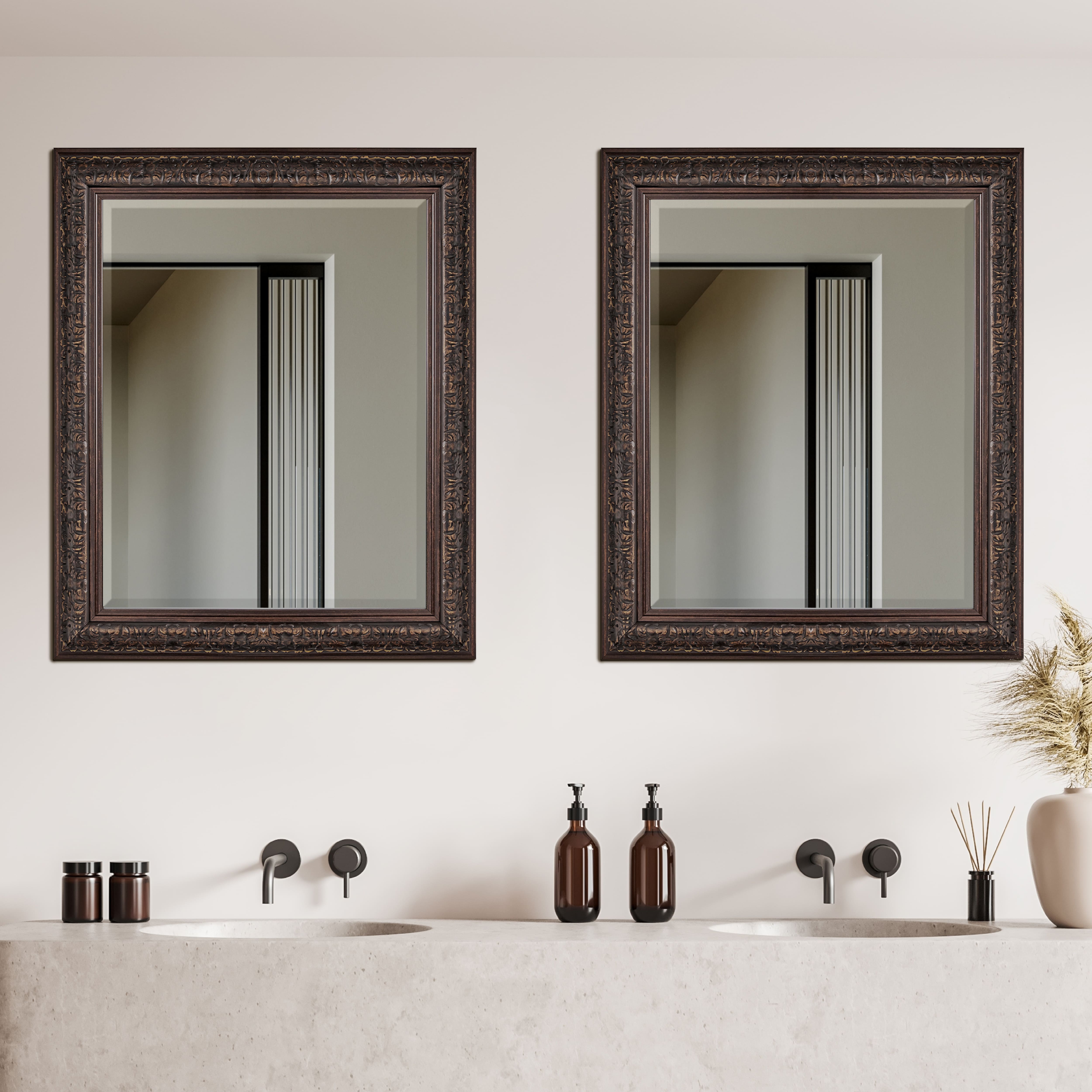 Head West® 34.5" Ornate Bronze Rectangular Framed Beveled Wall Mirror