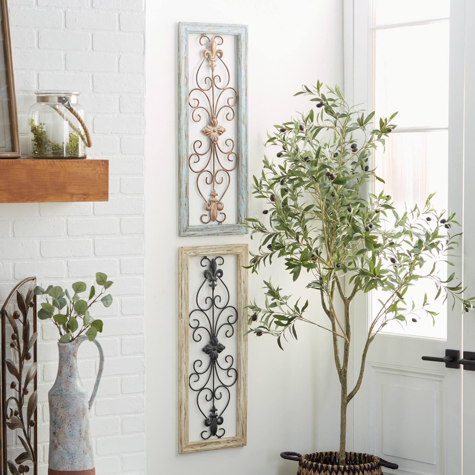 Set of 2 Multi Colored Wood Rustic Wall Decor, 12&#x22; x 30&#x22;