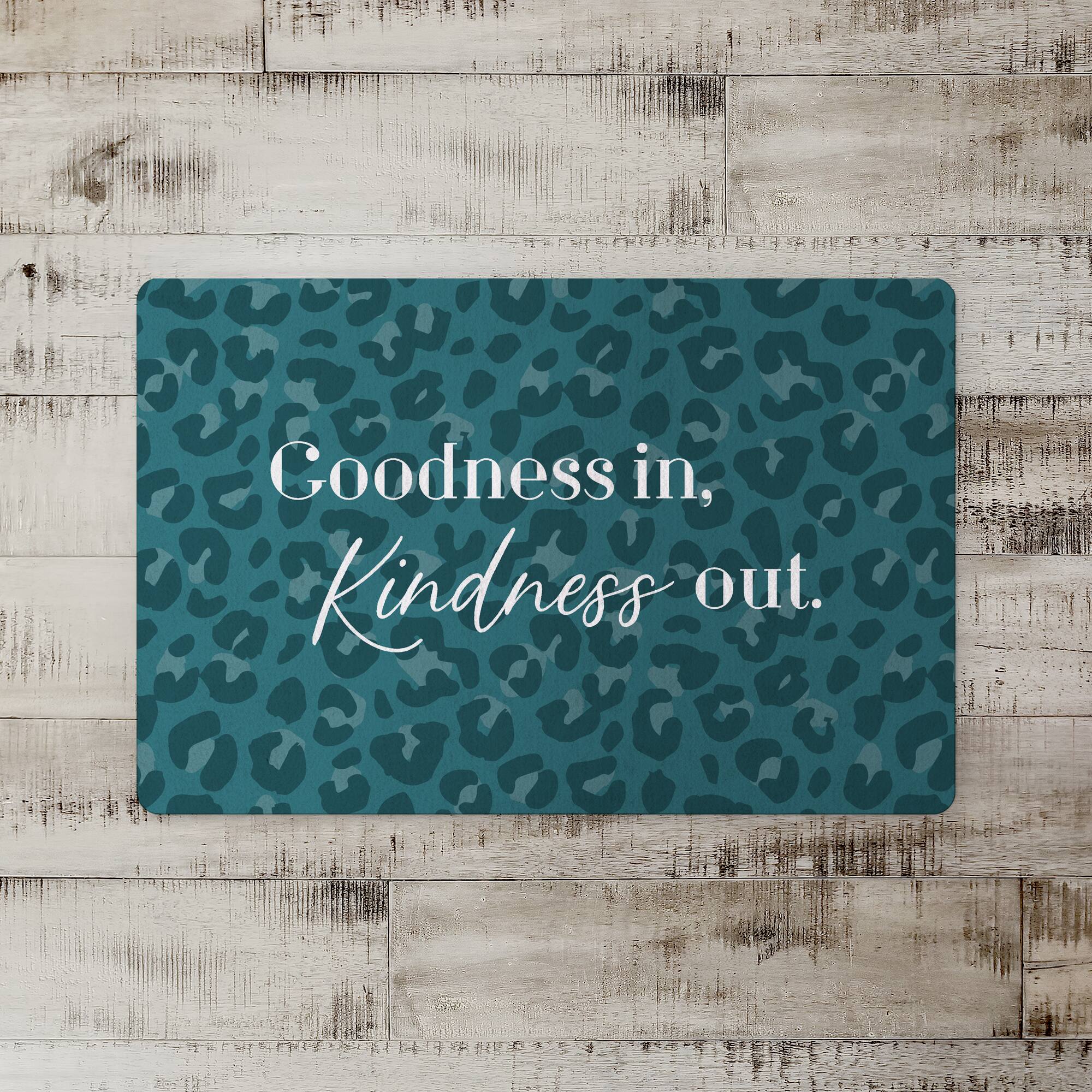 Goodness In Kindness Out Leopard Floor Mat