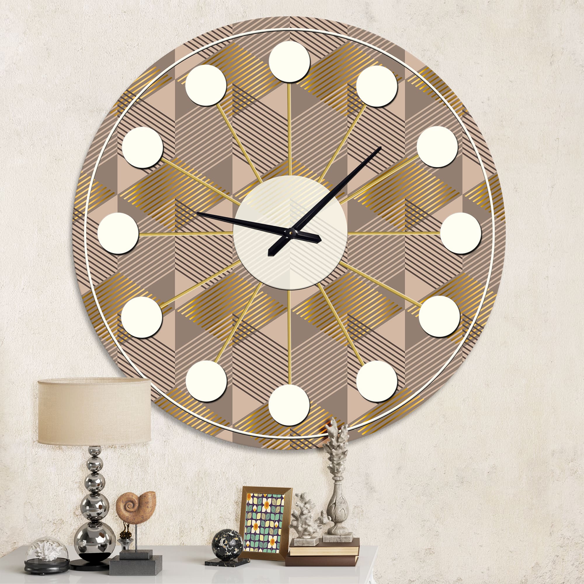 Designart 'Retro Square Design Vi Mid-Century Modern Wall Clock