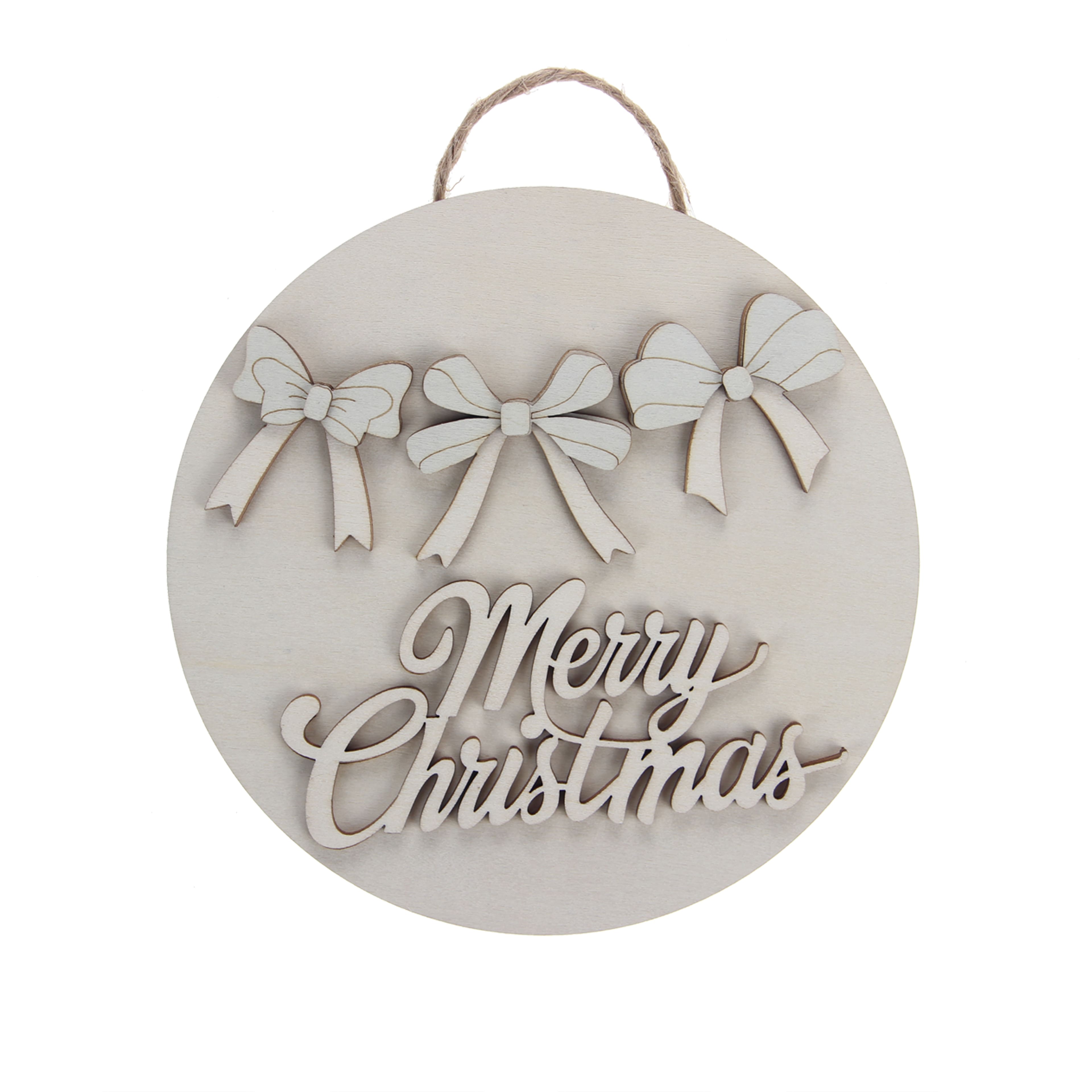6&#x22; Merry Christmas Bows Plaque DIY Wood D&#xE9;cor Kit by Make Market&#xAE;