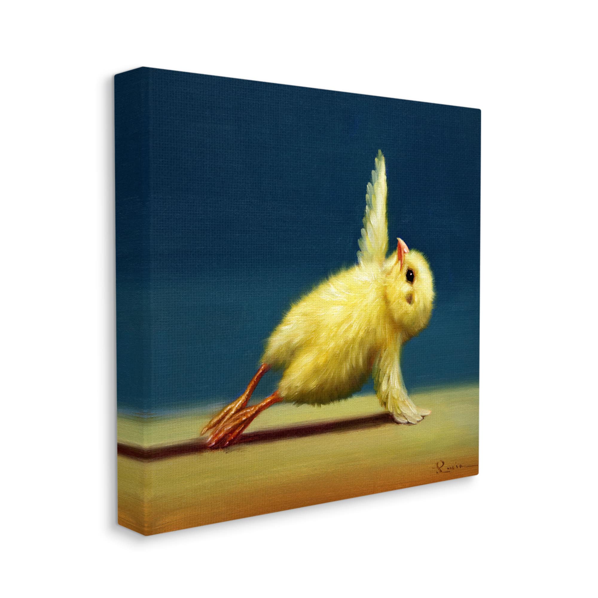 Stupell Industries Cute Yellow Chick Stretching Yoga  Canvas Wall Art