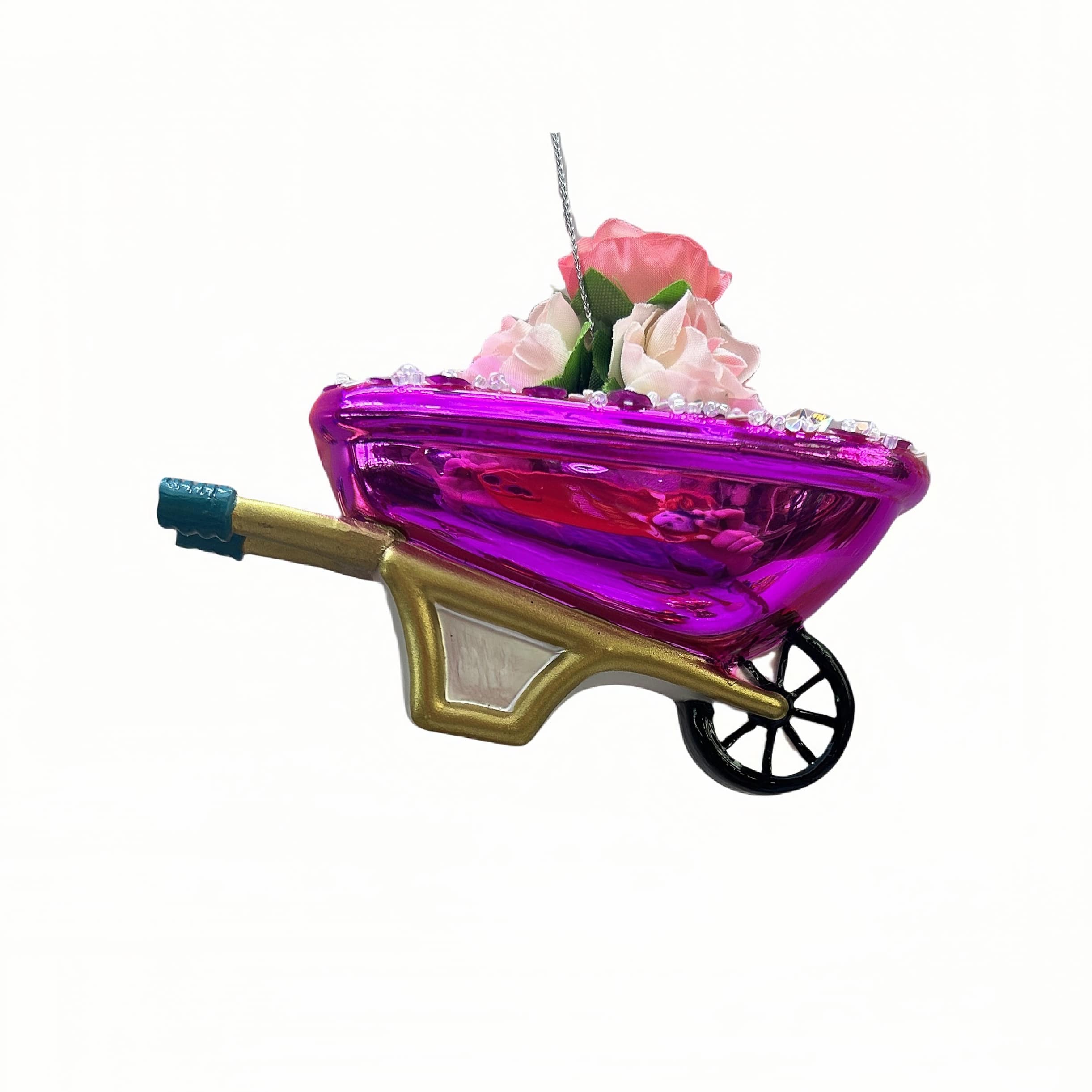 4.5" Flower Wheelbarrow Glass Ornament by Ashland®