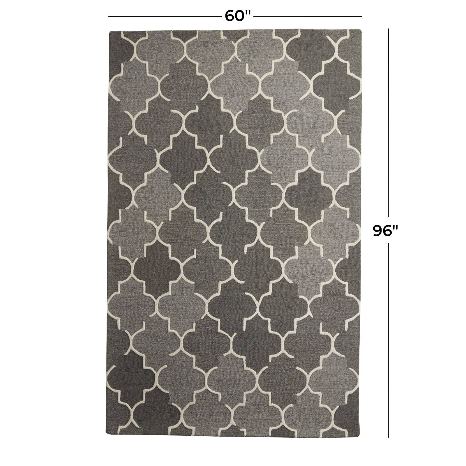 Gray Wool Modern Hand Hooked Rug, 5ft. x 8ft.