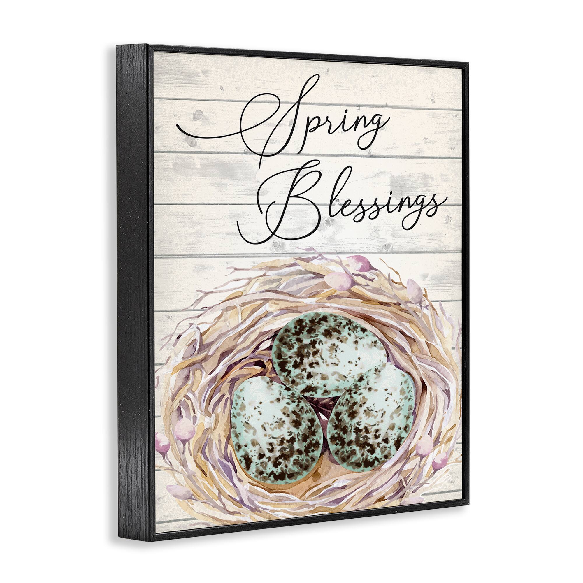 Stupell Industries Spring Blessings Bird Nest Nature Framed Giclee Art