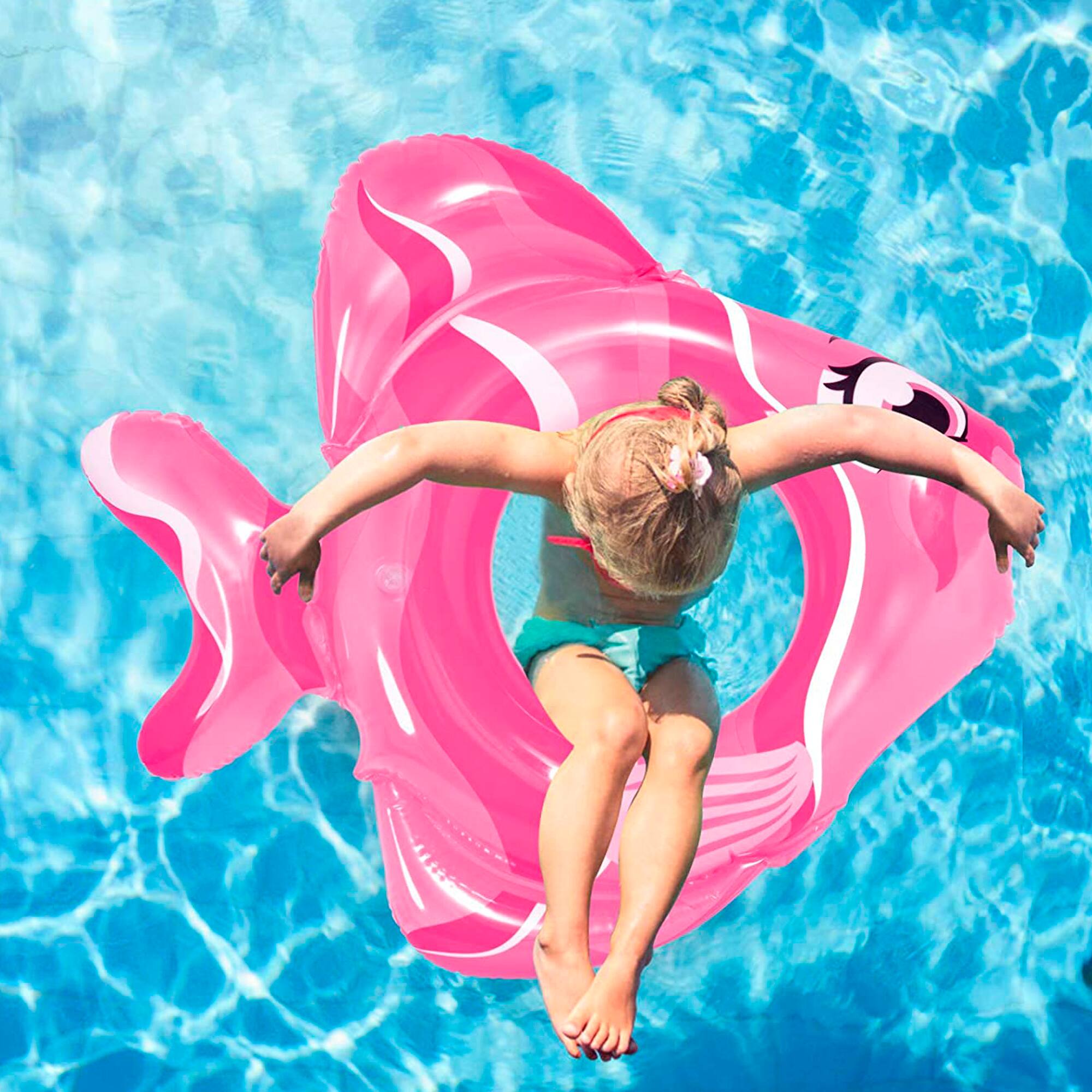 31&#x22; Pink Fish Inflatable Pool Ring Tube Float