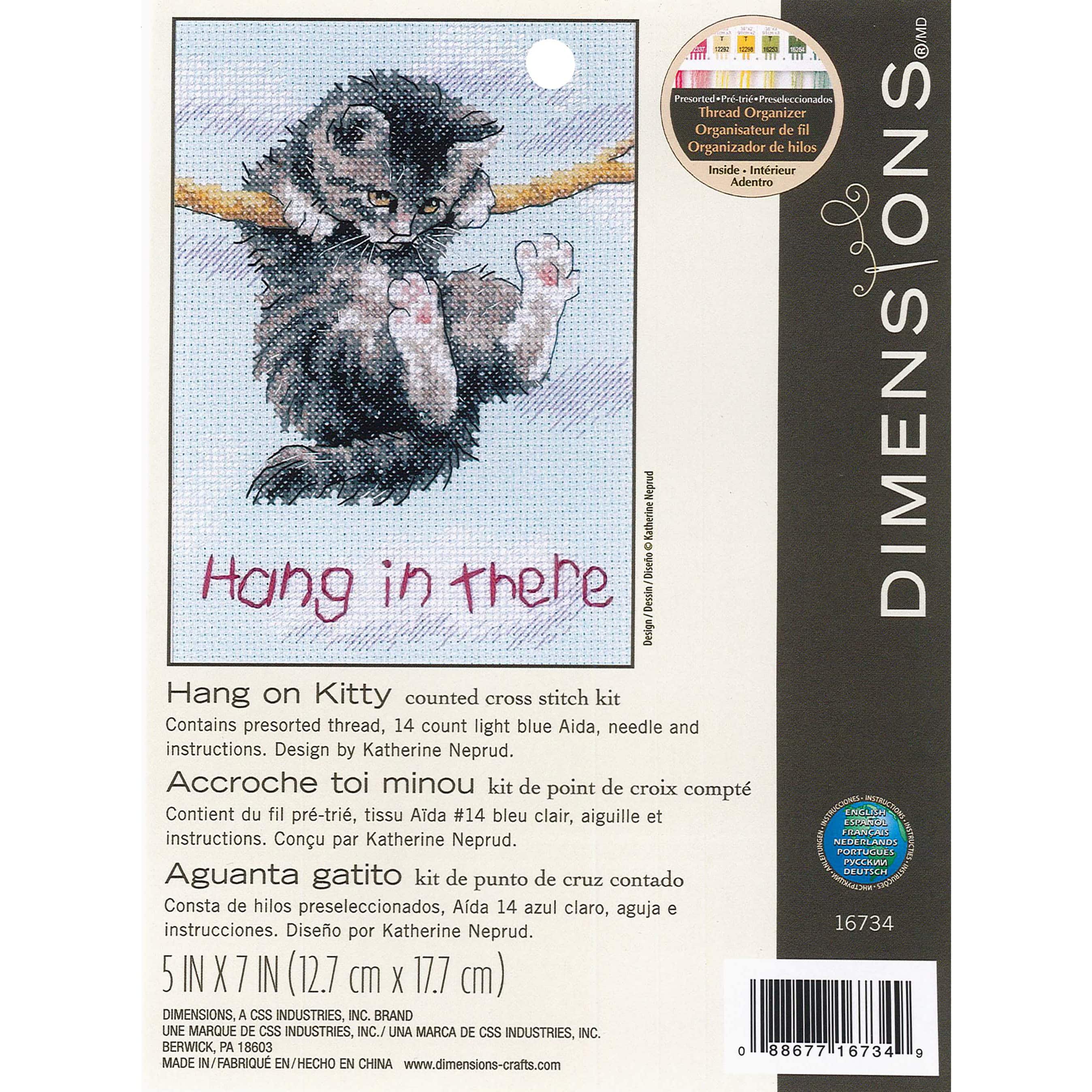 Dimensions Hang On Kitty Counted Cross Stitch Kit