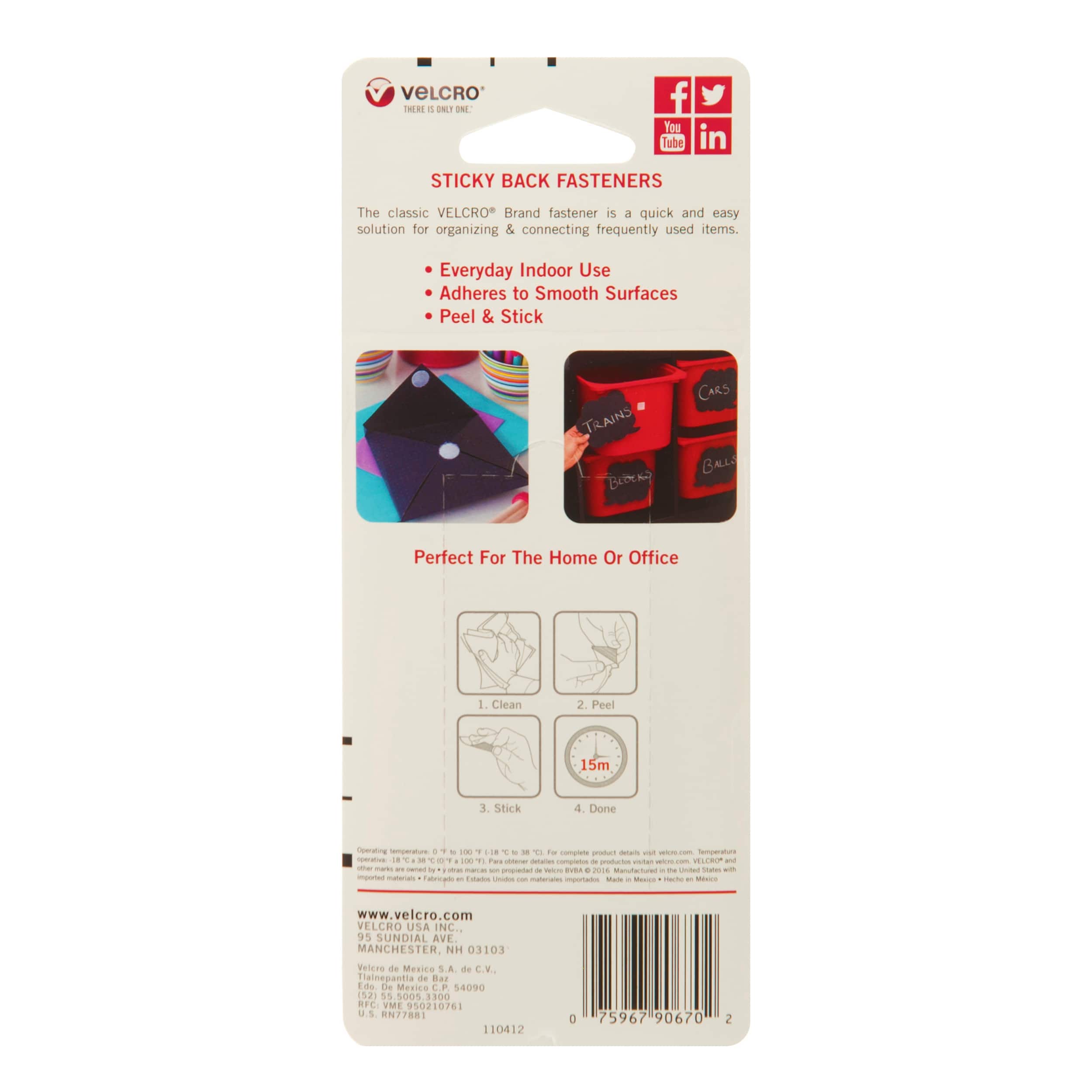 VELCRO® Brand Sticky Back Coins & Squares Value Pack