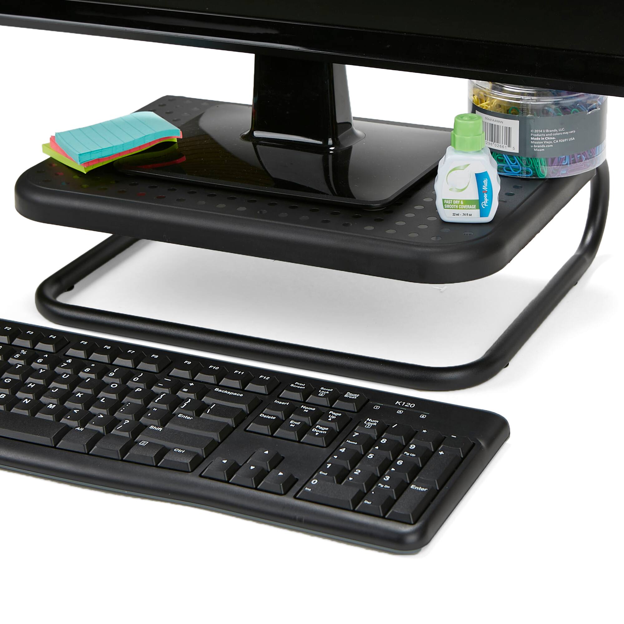 Mind Reader Black Metal Monitor Stand Riser Set