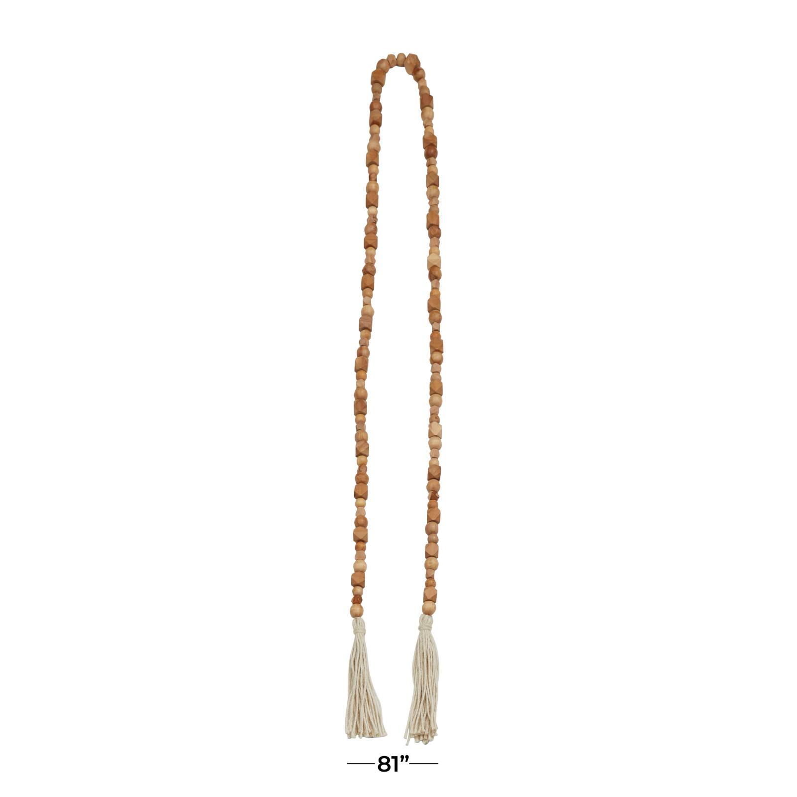 80&#x22; Geometric Wood Bead Garland with Tassels