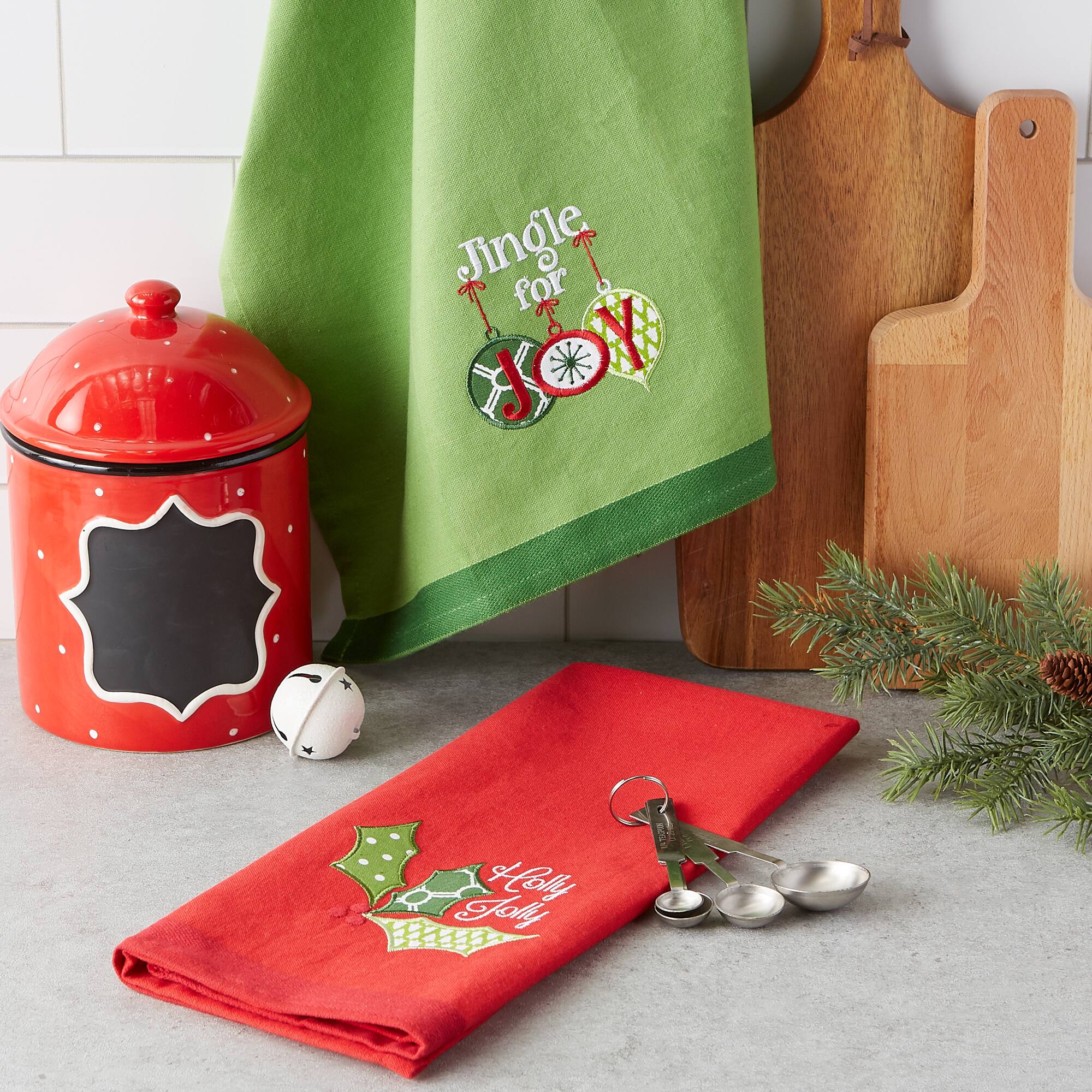 DII® Jingle For Joy Embroidered Dishtowel Set