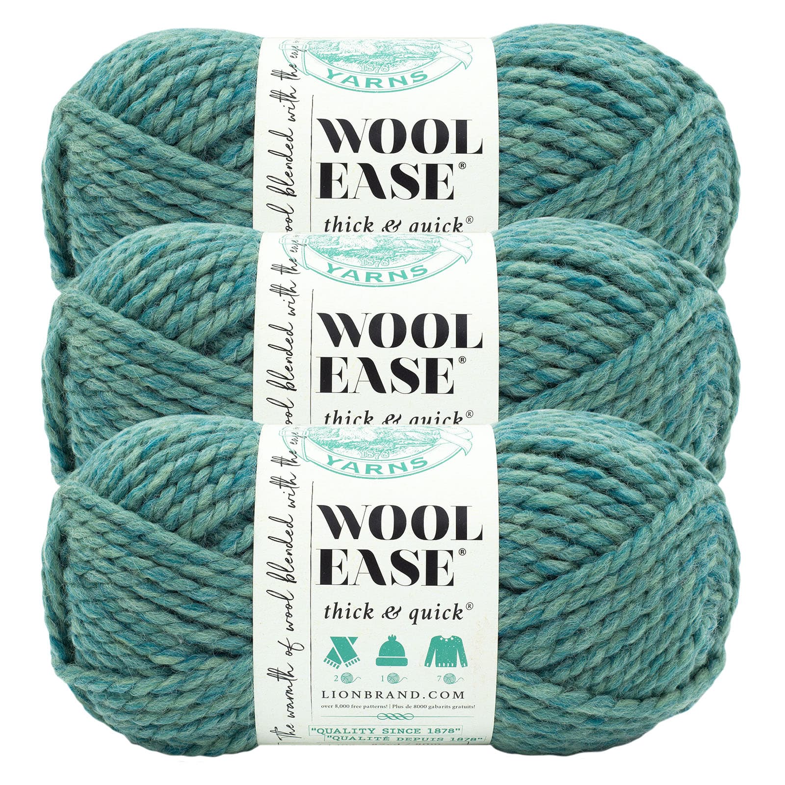 3 Pack Lion Brand® Wool-Ease® Thick & Quick® Prints & Stripes Yarn