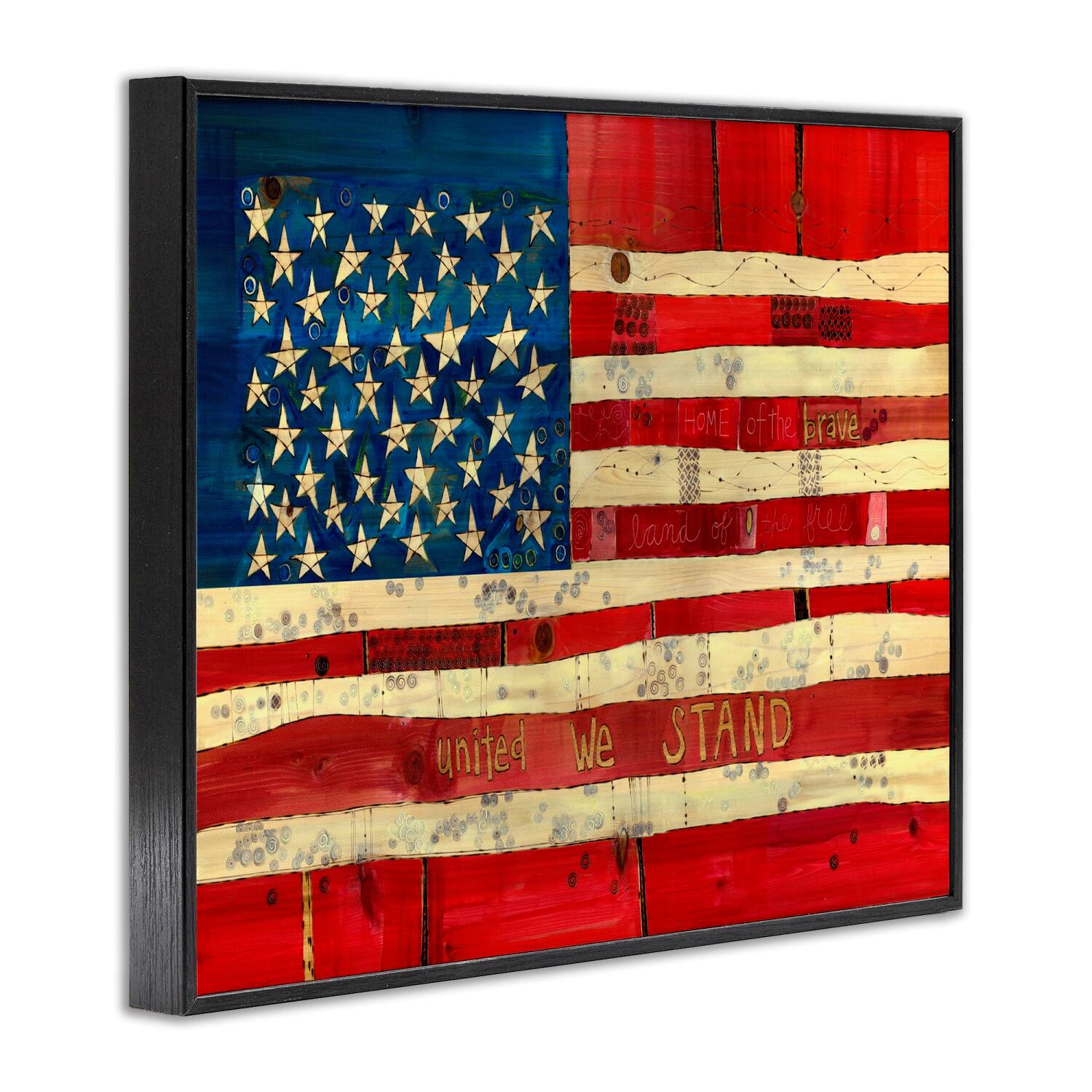 Stupell Industries United We Stand Independence Day Festive American Flag Framed Giclee Art