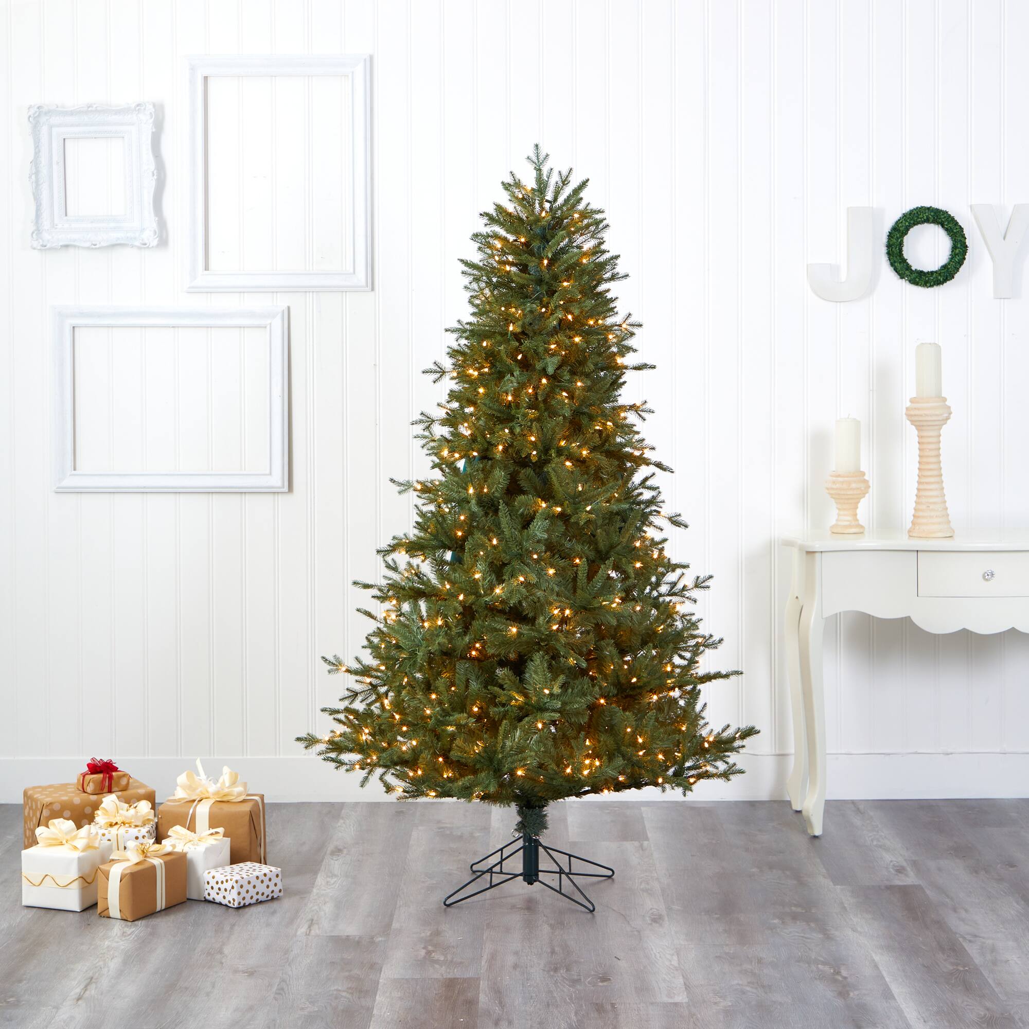 6.5ft. Pre-Lit New Hampshire Spruce Artificial Christmas Tree, Warm White LED Lights