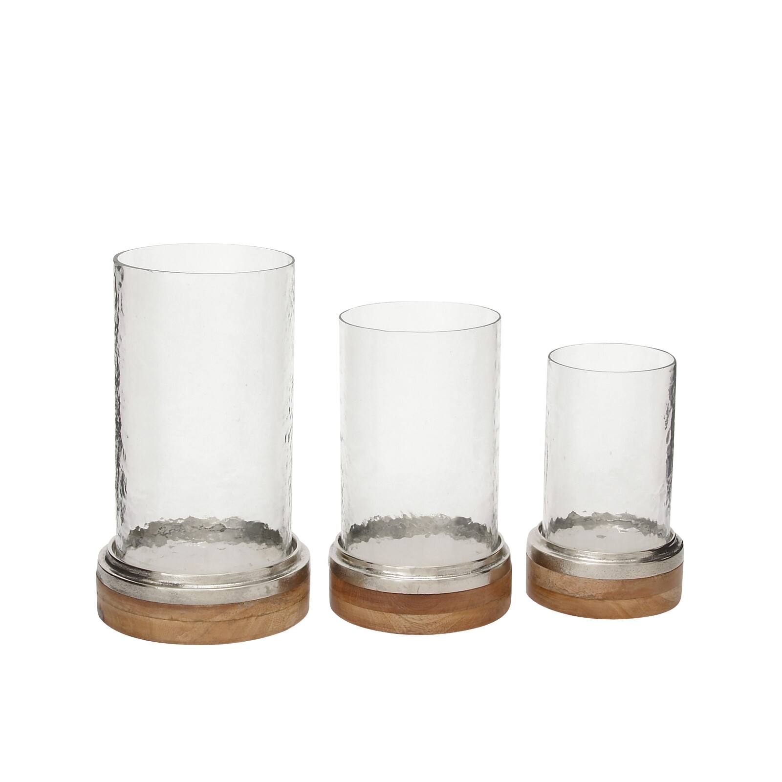 Clear Aluminum Traditional Hurricane Lamp Set