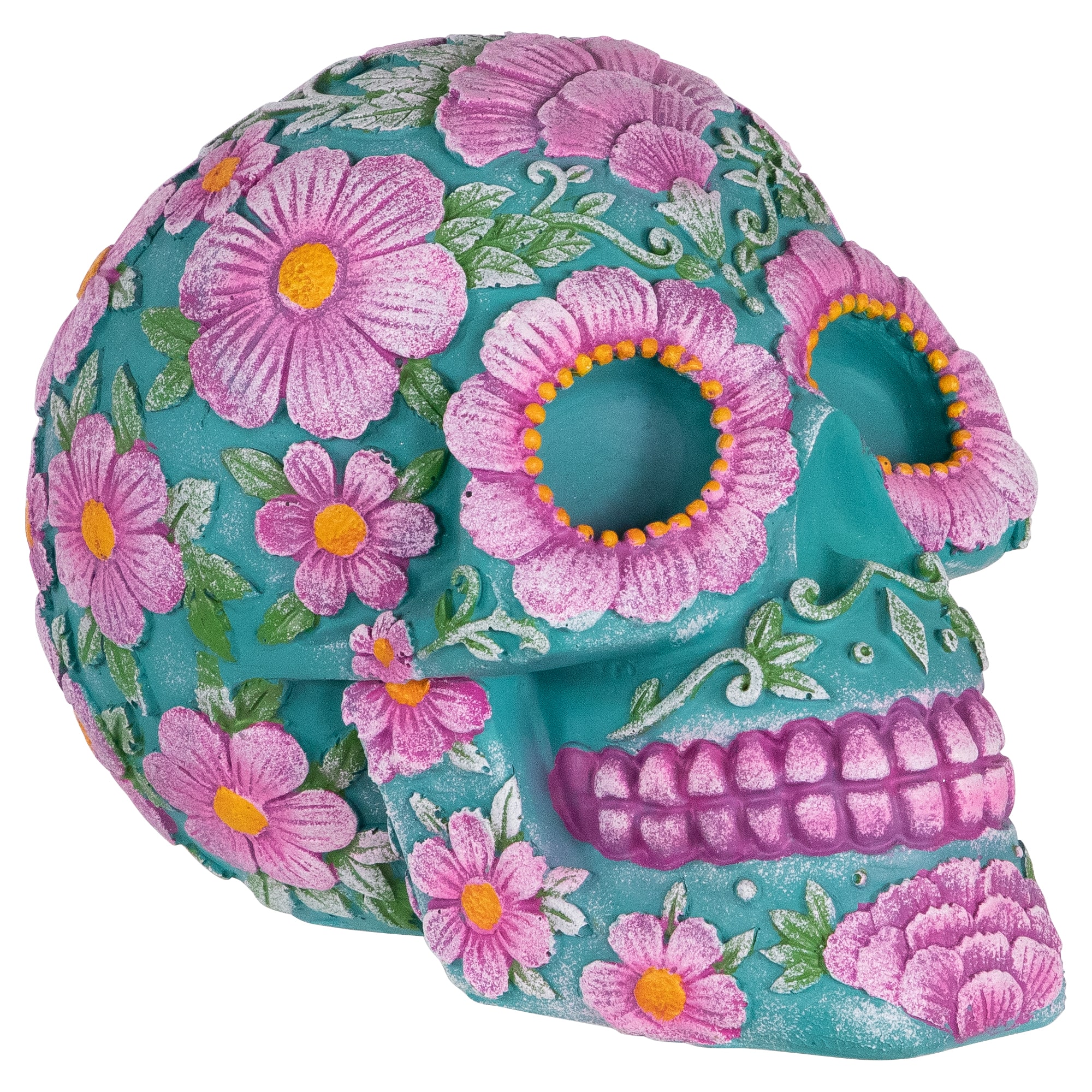 7.75&#x22; Blue &#x26; Pink Day of the Dead Skull Coin Bank