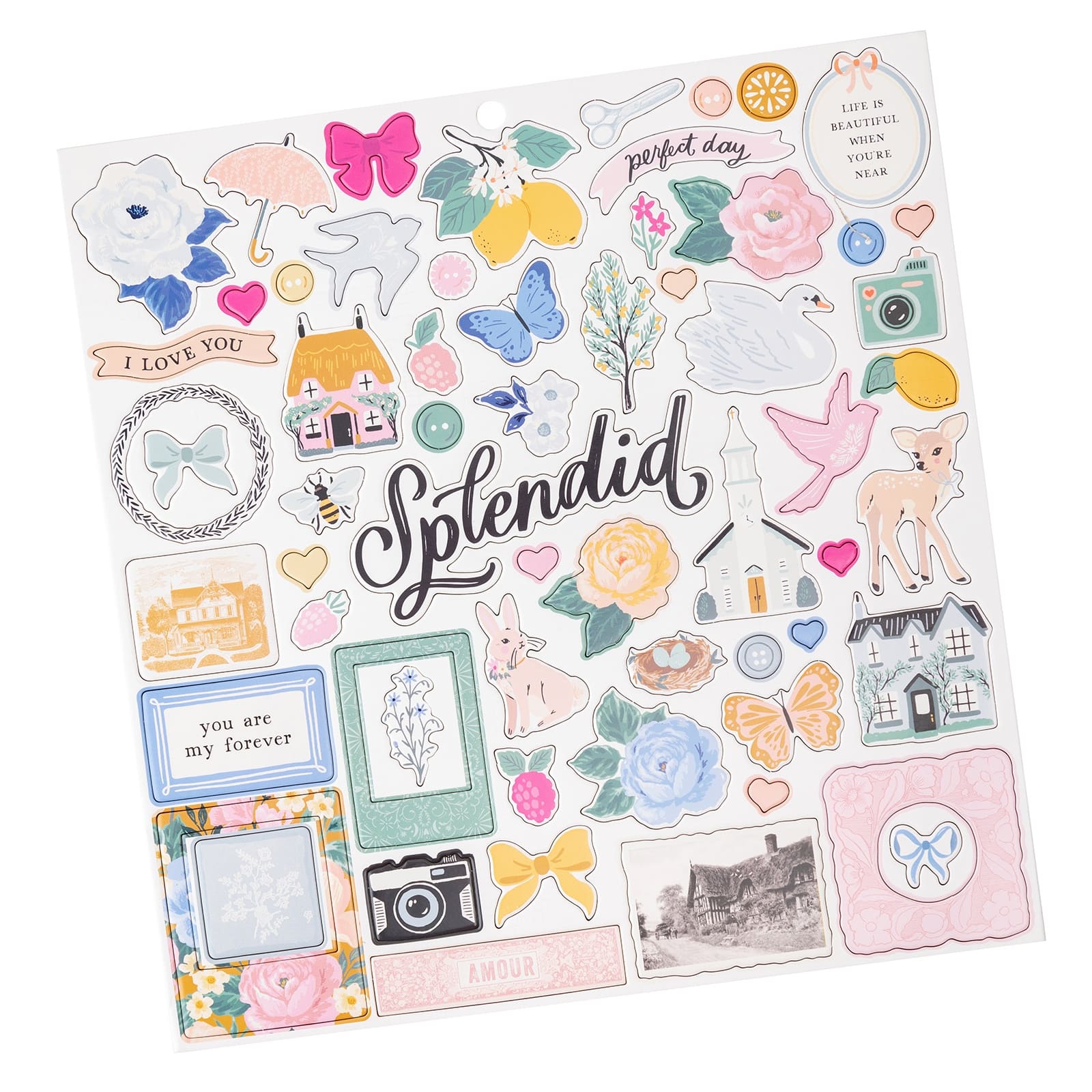 Maggie Holmes Parasol Icon &#x26; Phrase Chipboard Stickers