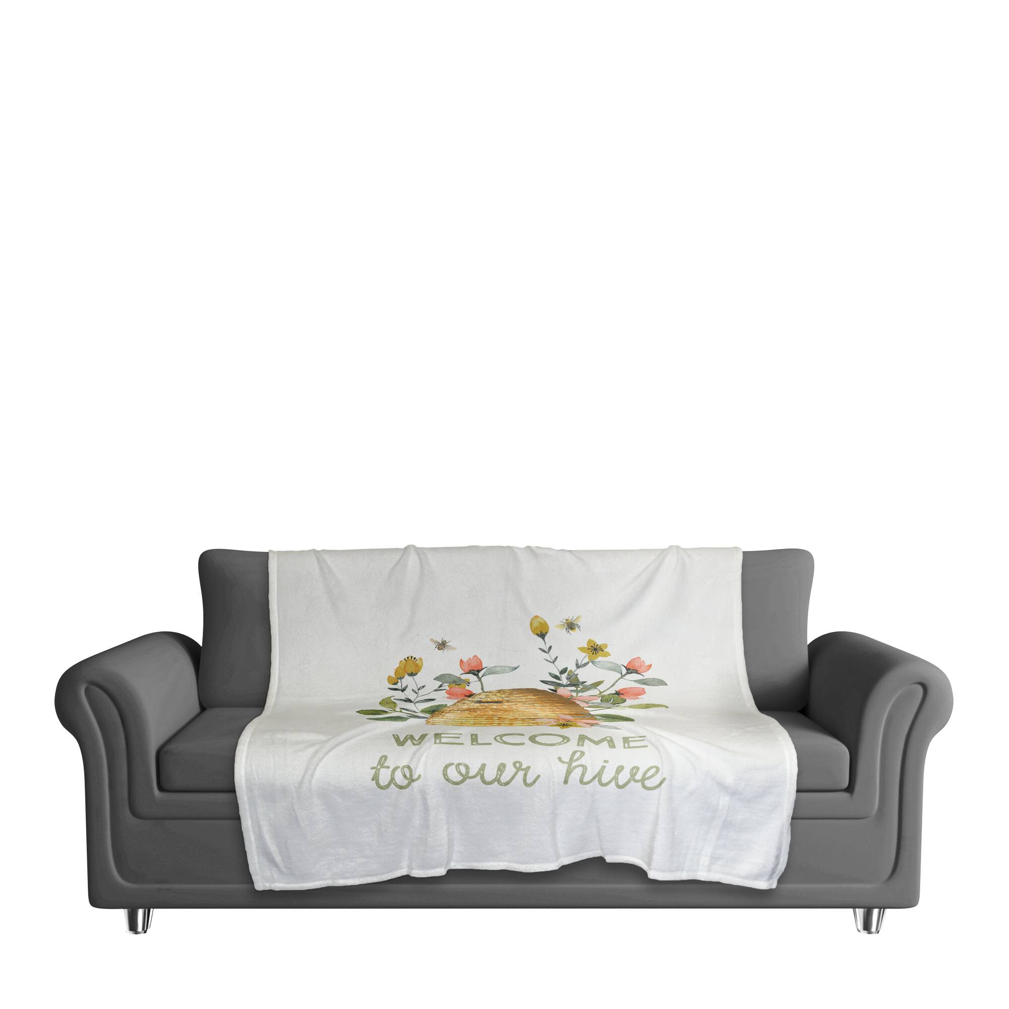 Welcome To Our Hive Floral Fleece Throw