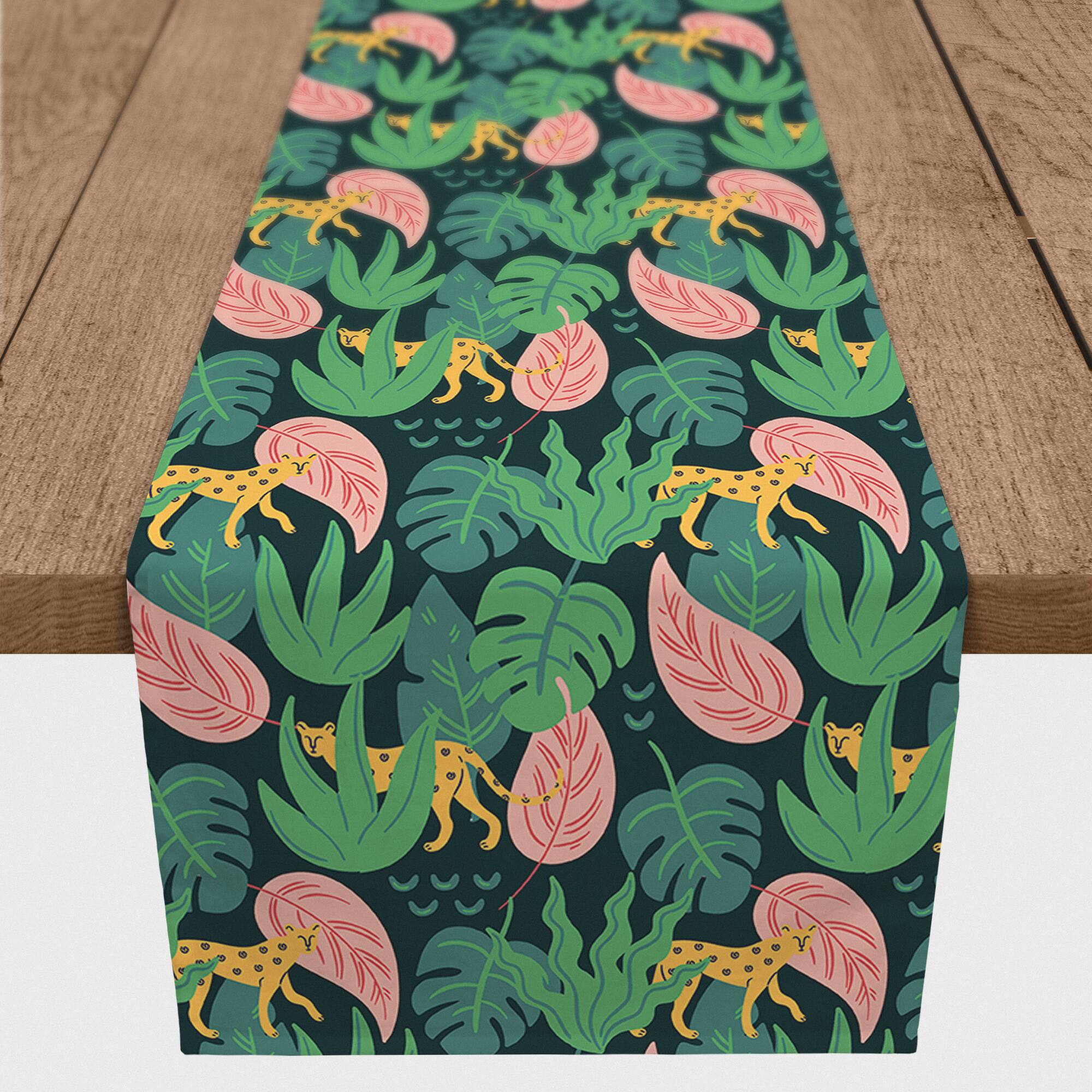 72'' Tropical Cheetahs Cotton Twill Table Runner