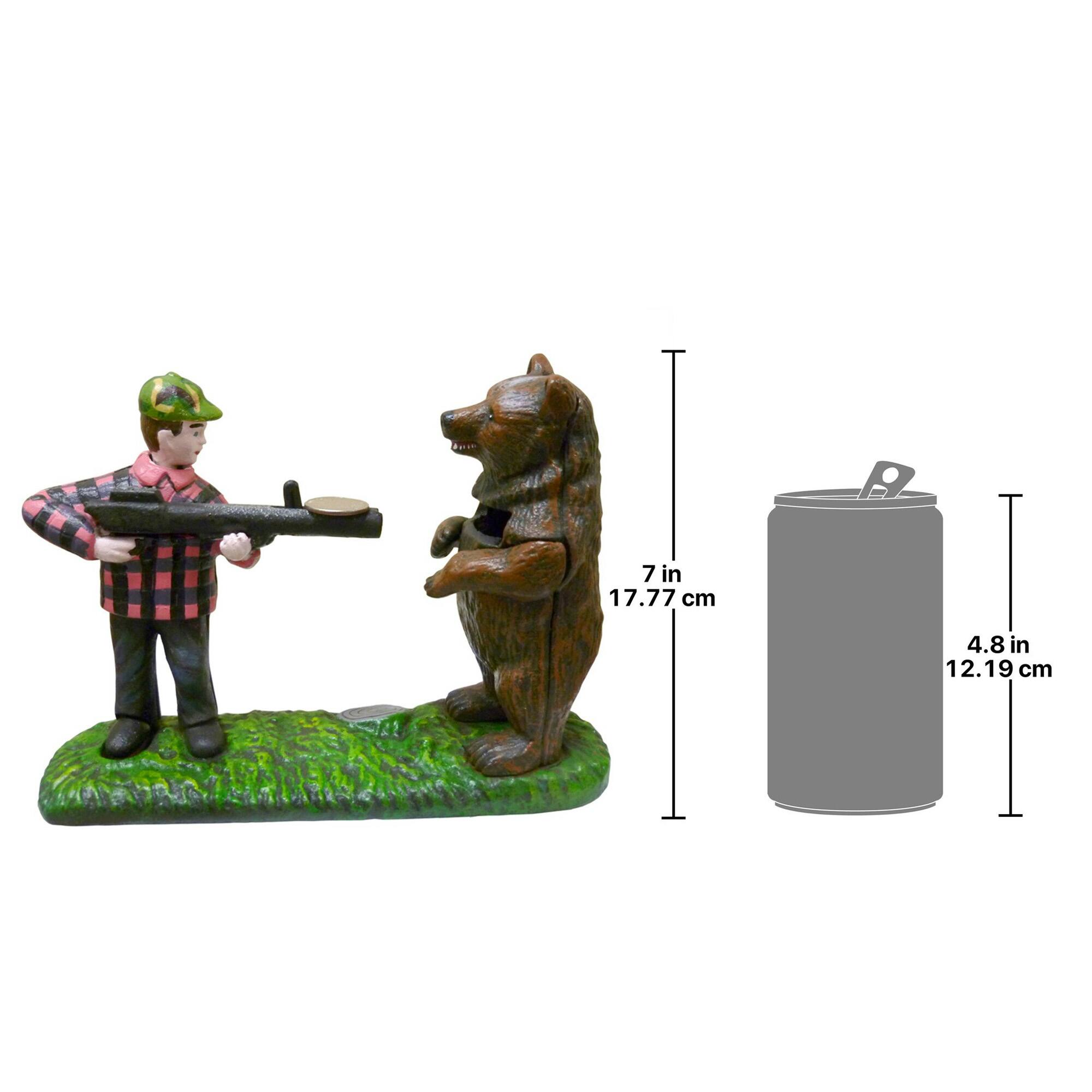 Design Toscano 7" Bear Hunt Iron Mechanical Coin Bank
