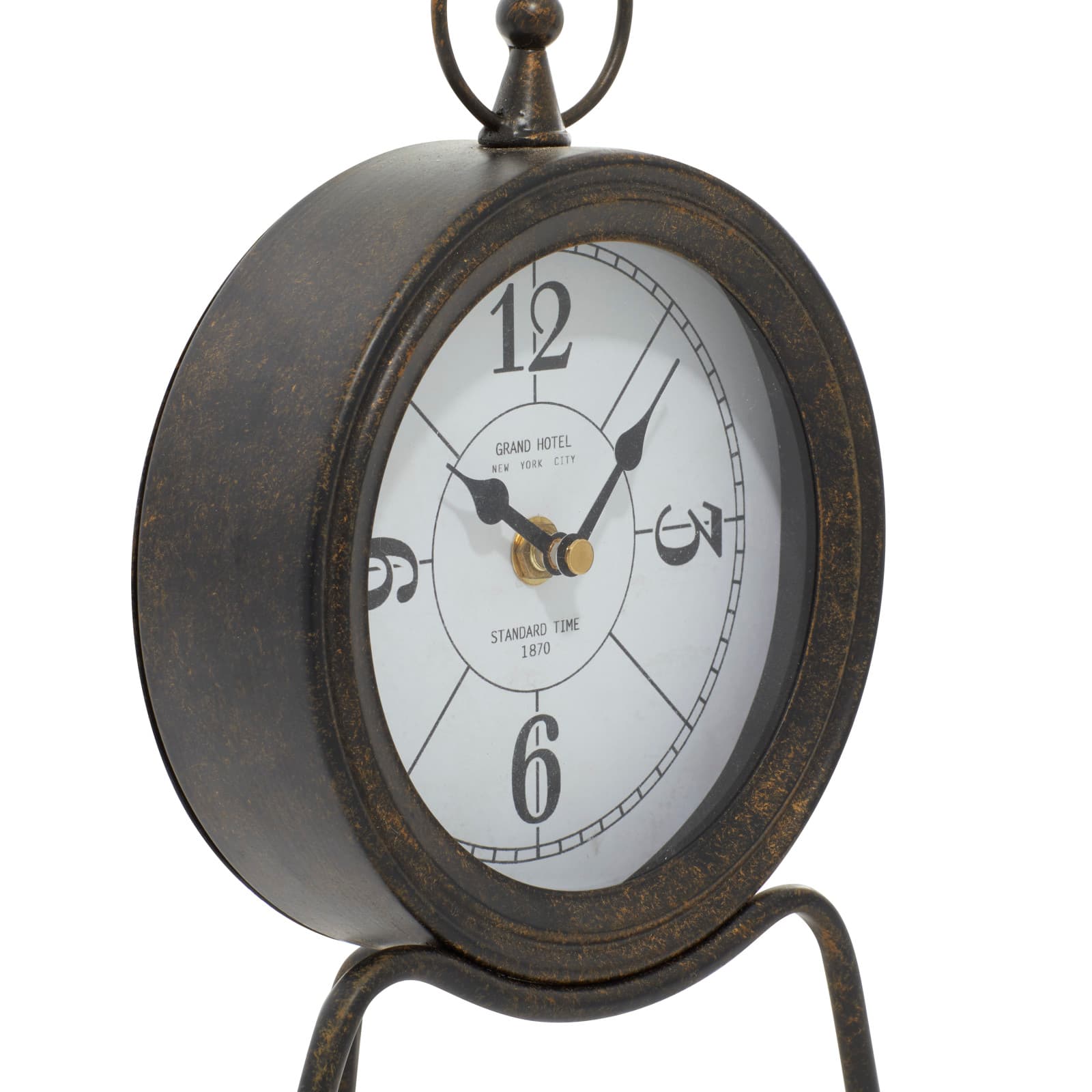 11&#x22; Brown Metal Contemporary Table Clock